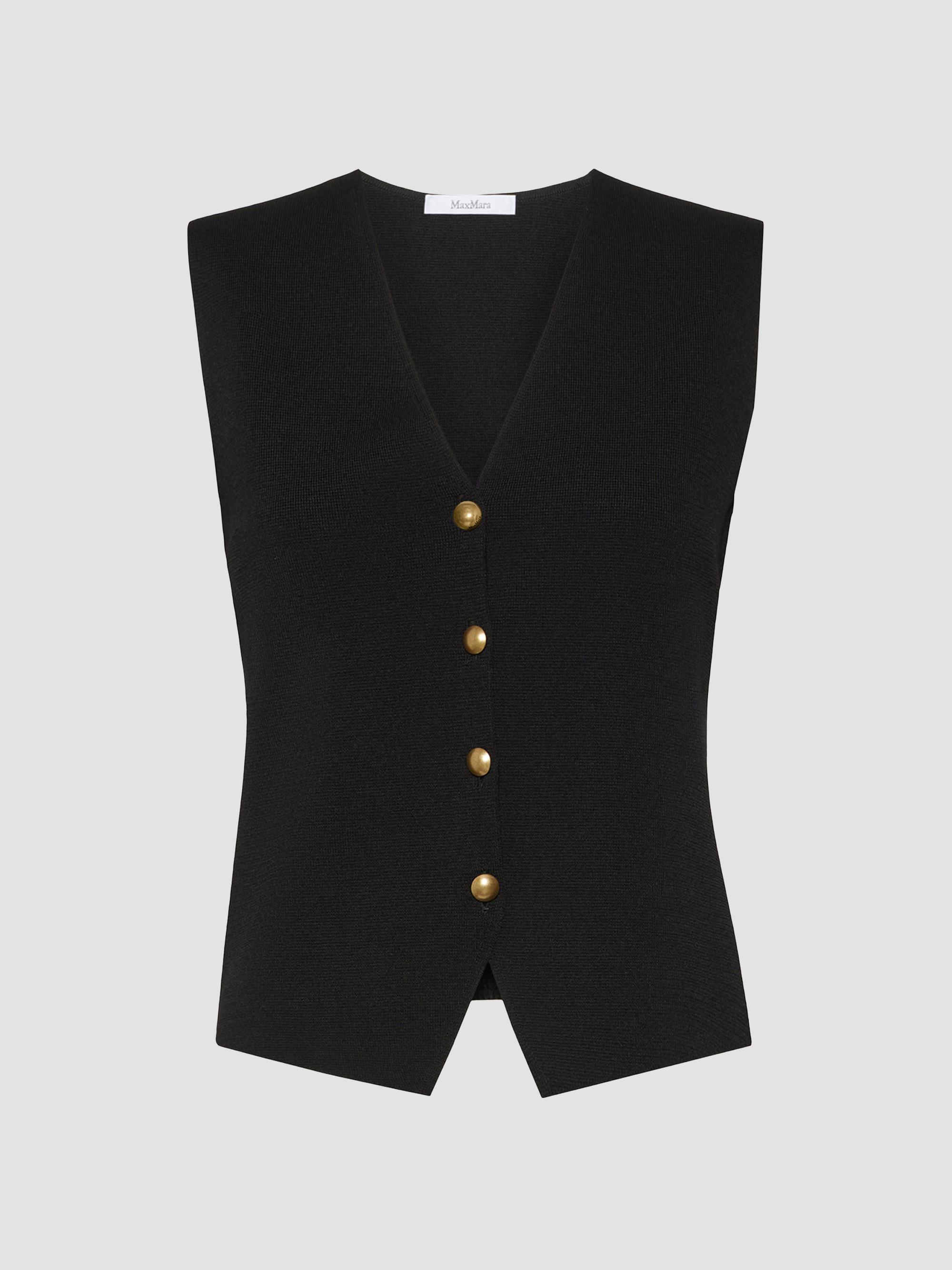 Max Mara Women's Viscose Crepe Yarn Gilet - Black | Thumbnail 6