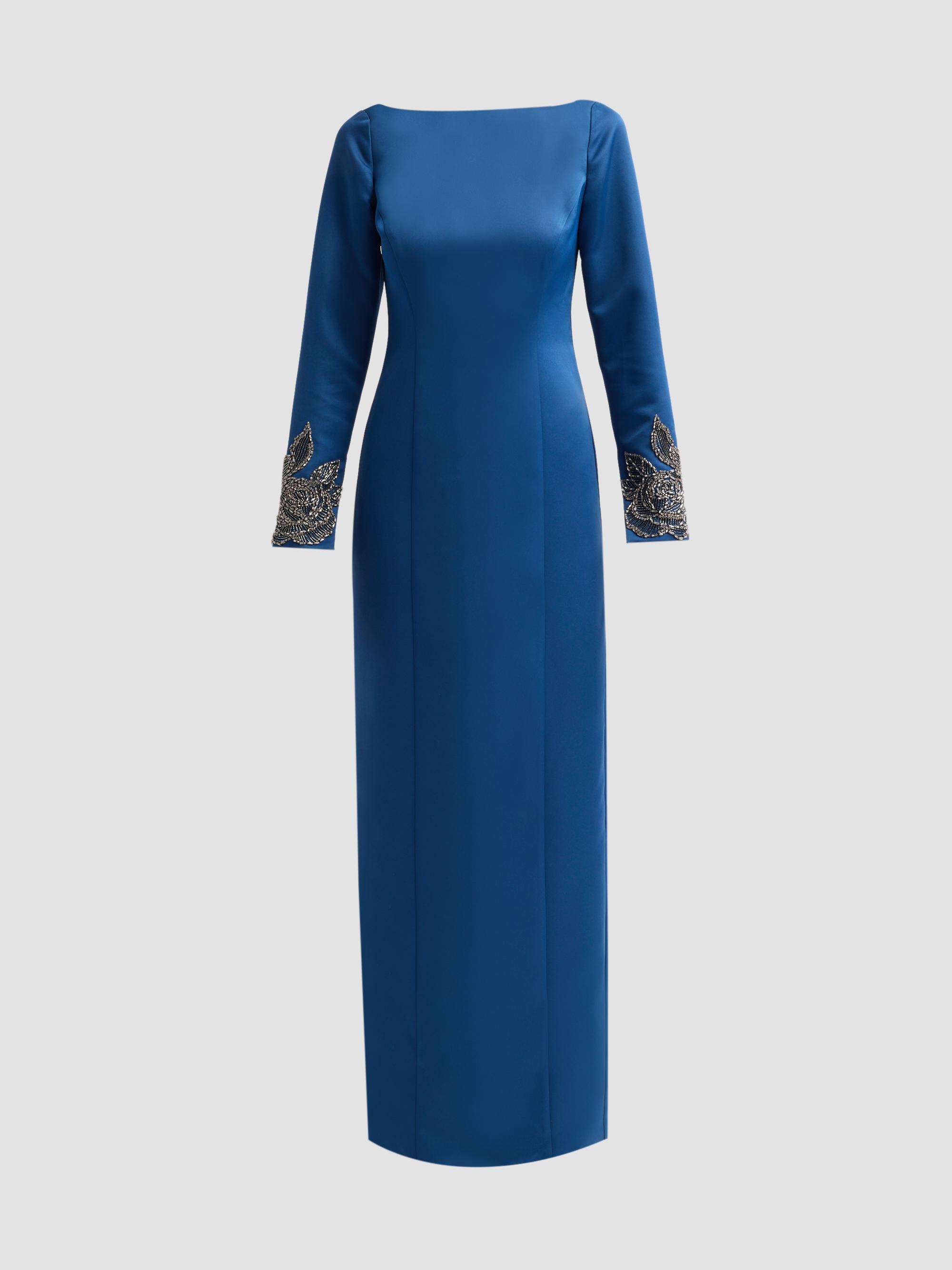 Theia Gia Beaded Shawl-Embellished Dress
