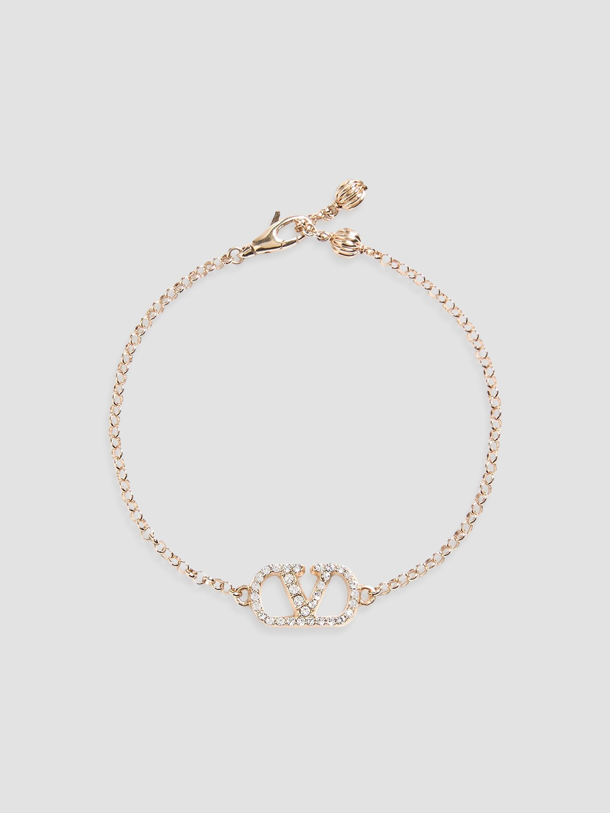 Saint Laurent Cassandre Charm Bracelet in Metal and Rhinestone