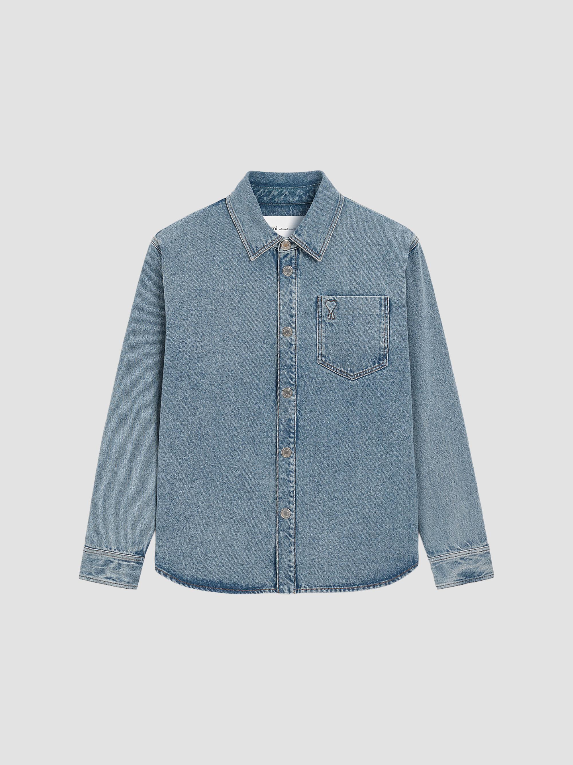 AMI Paris Denim ADC Logo Button-Down Shirt | Saks Fifth Avenue