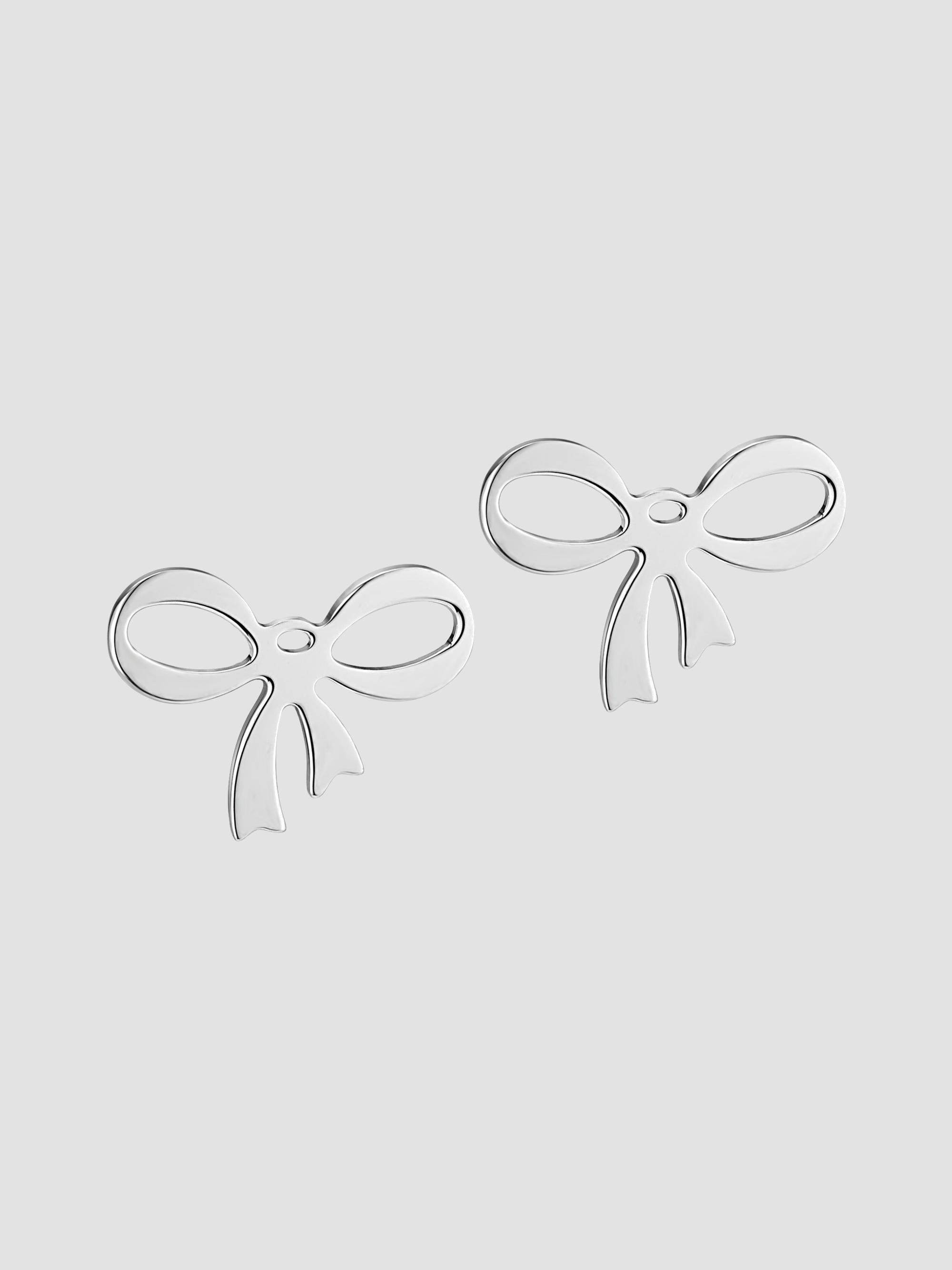 Oradina Women's Wrap Me Up Bow Studs in Sterling Silver - Silver