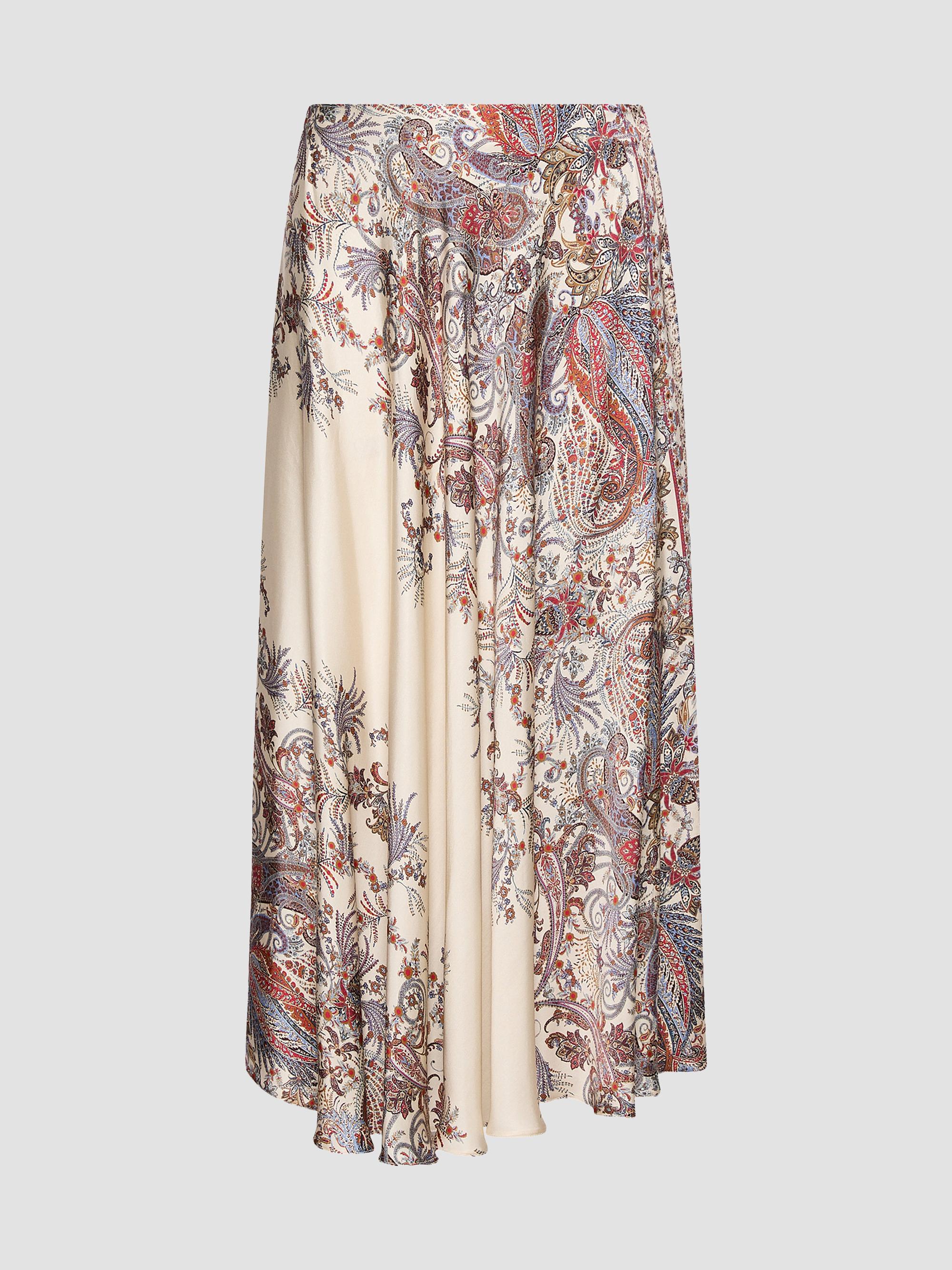 Marella Women's Printed Satin Skirt - Cream | Thumbnail 7