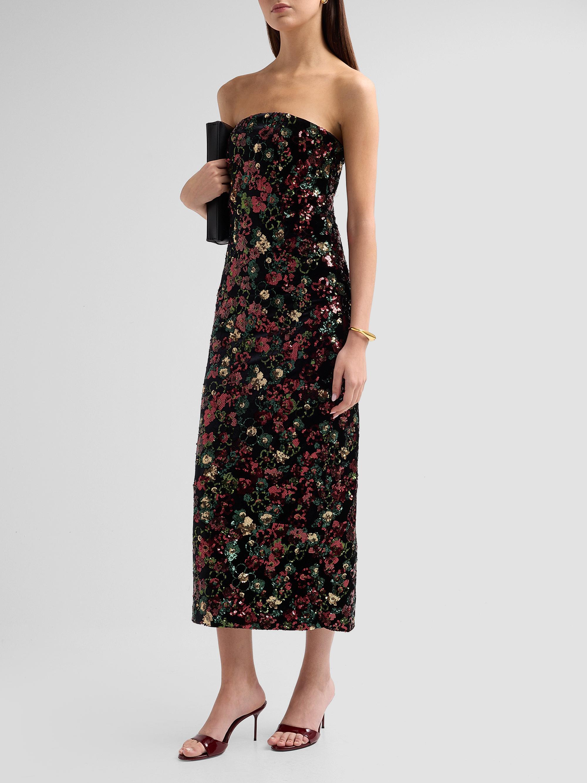 Natalie Embellished Strapless Midi Dress