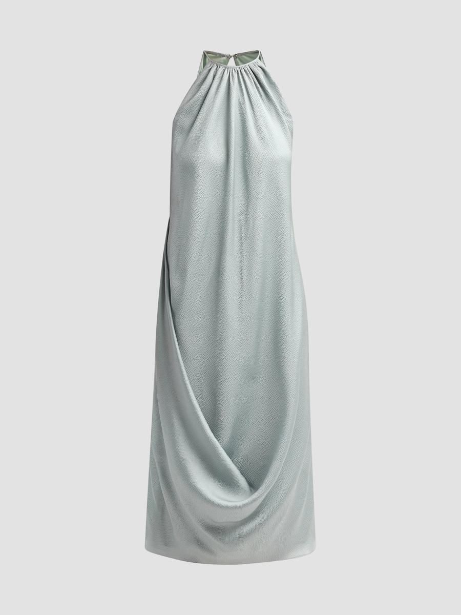 Amsale Women's Halterneck Draped Midi Dress In Jade