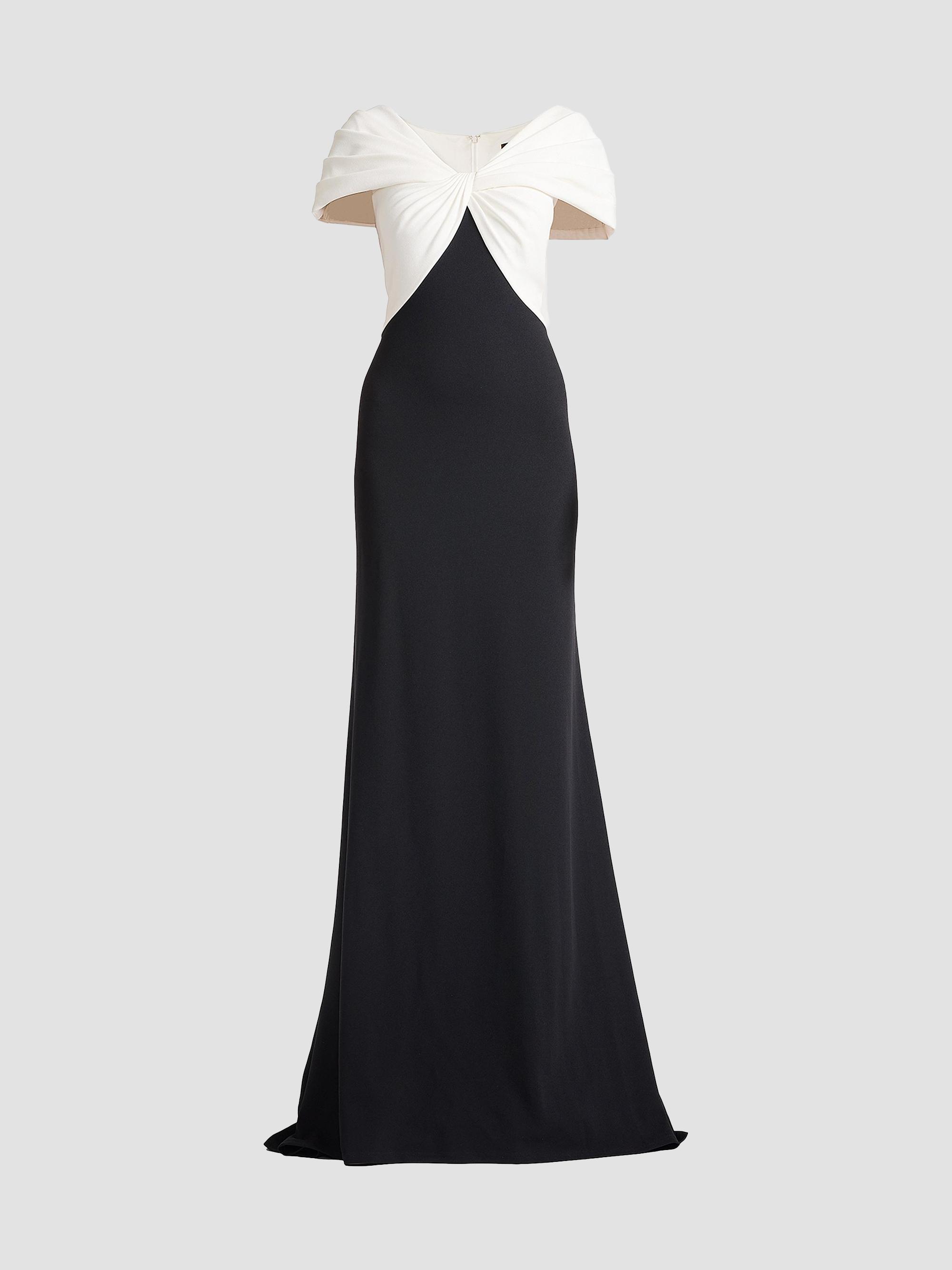 Tadashi Shoji Women's Twist-Front Short-Sleeve Gown -  Black