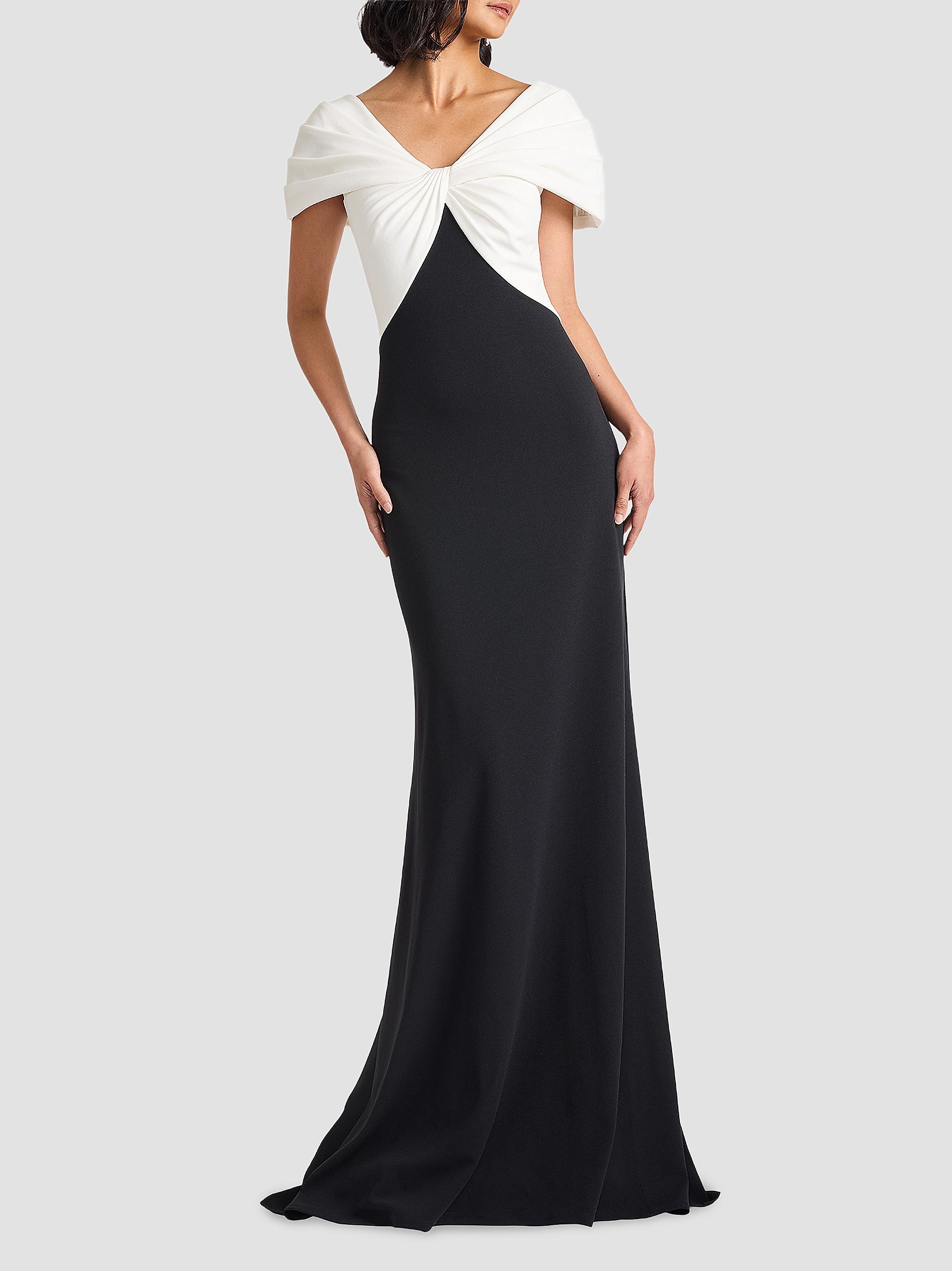 Tadashi Shoji Women's Twist-Front Short-Sleeve Gown -  Black | Thumbnail 2