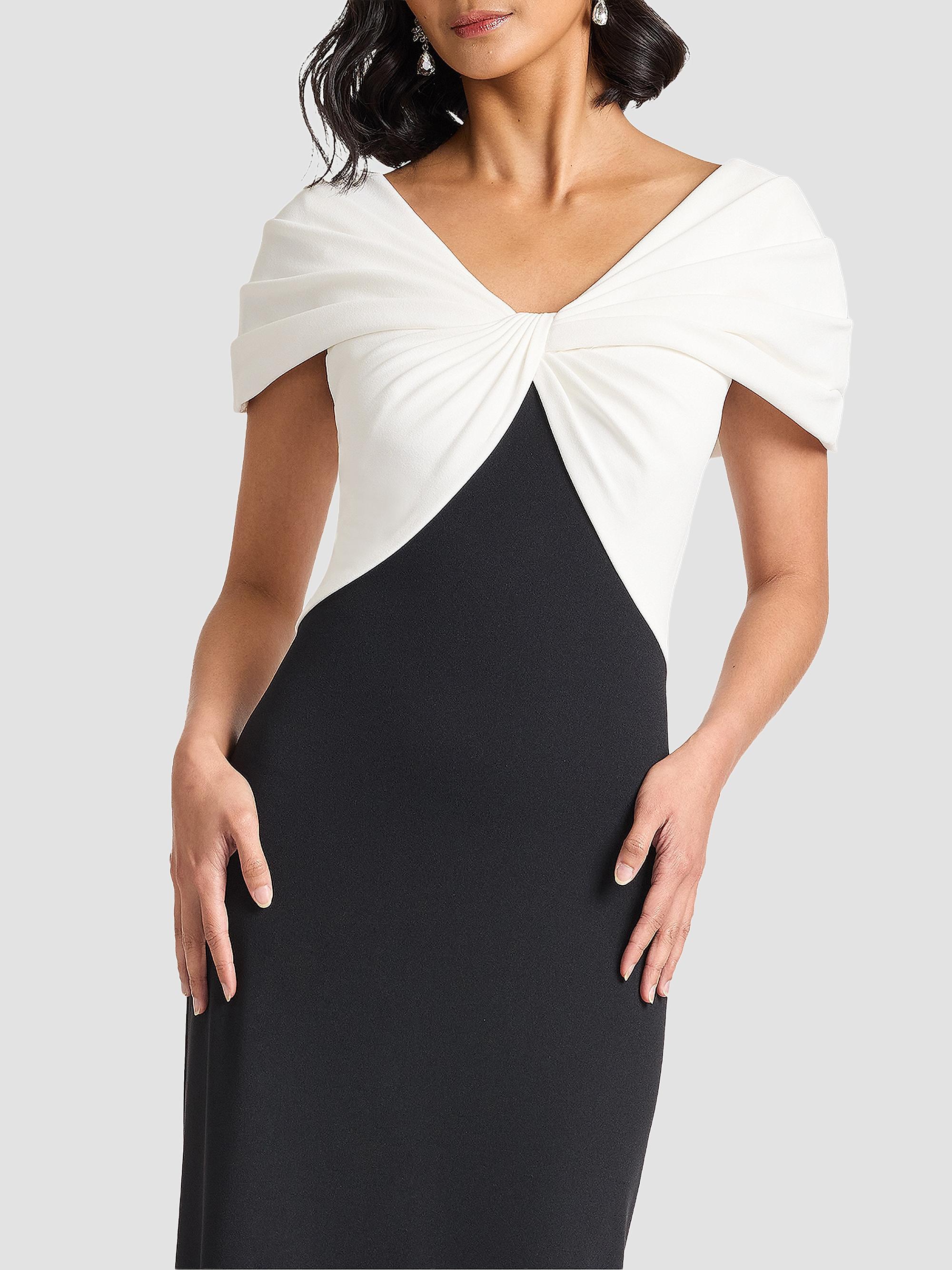 Tadashi Shoji Women's Twist-Front Short-Sleeve Gown -  Black | Thumbnail 4