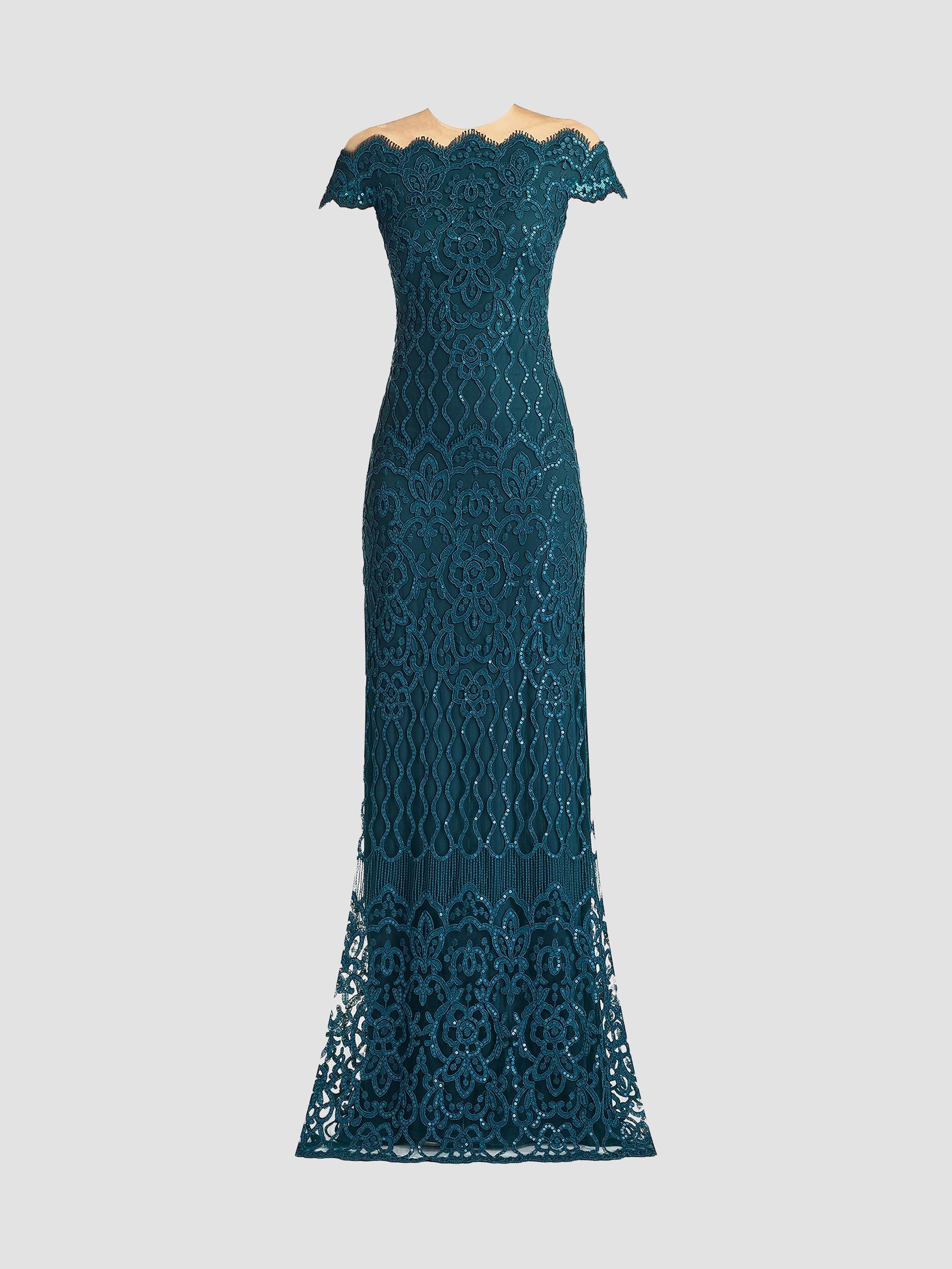 SHO BY TADASHI SHOJI ワンピース Sho by Tadashi Shoji Lace V-neck Column Gown | Saks Fifth Avenue