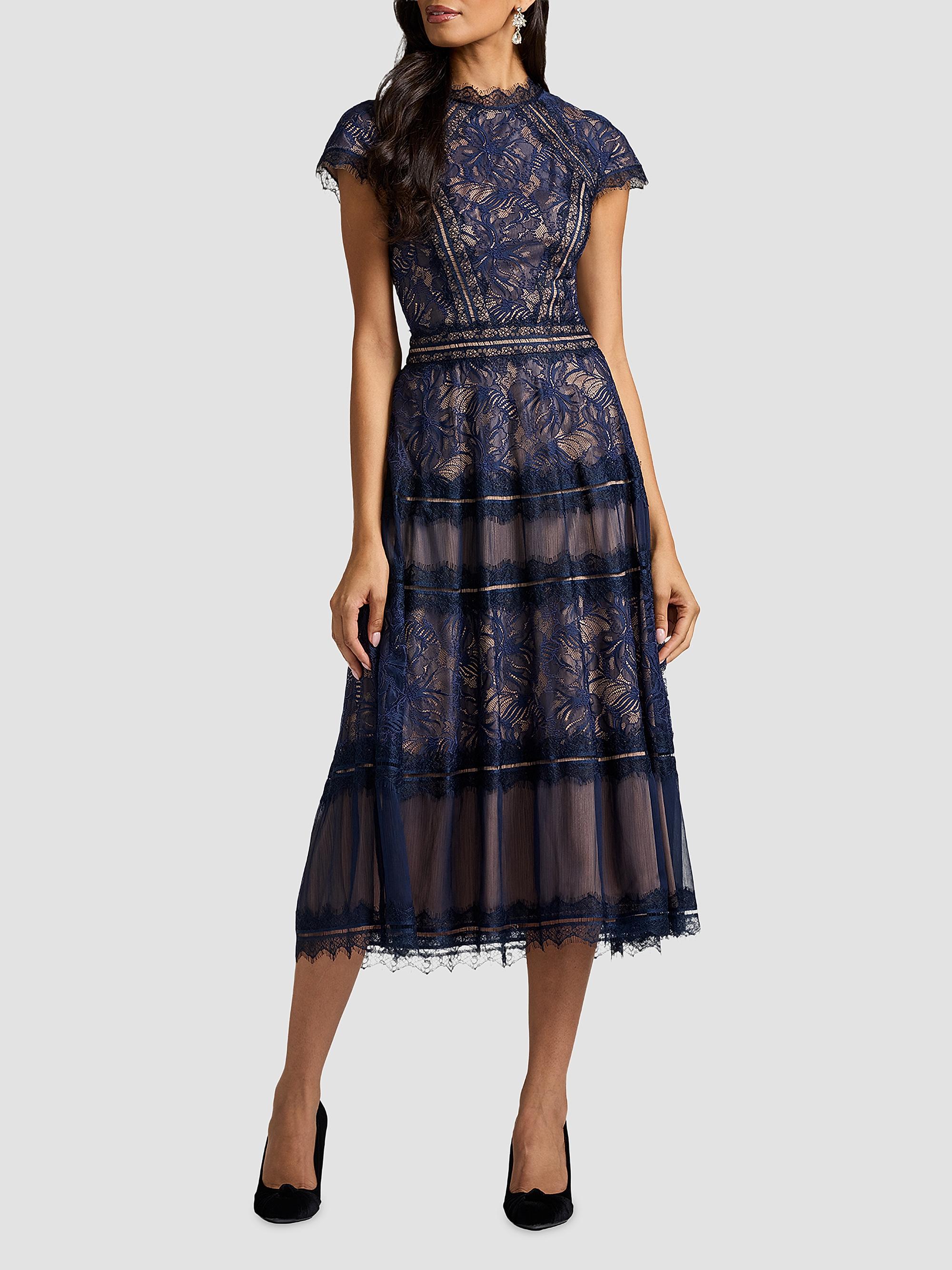 Tadashi Shoji Women's Lace Cocktail Dress - Royal Navy Beige | Thumbnail 4