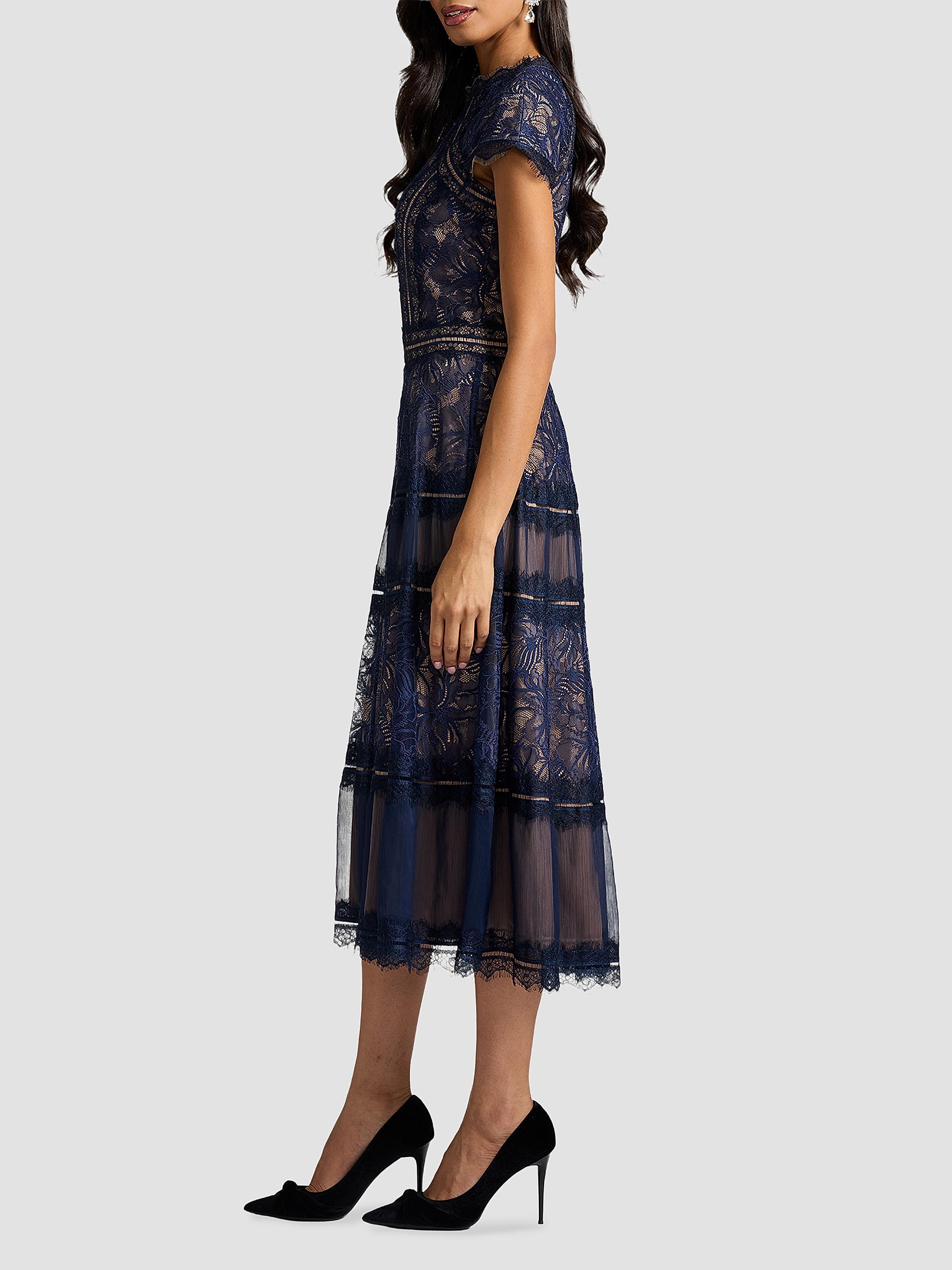 Tadashi Shoji Women's Lace Cocktail Dress - Royal Navy Beige | Thumbnail 6
