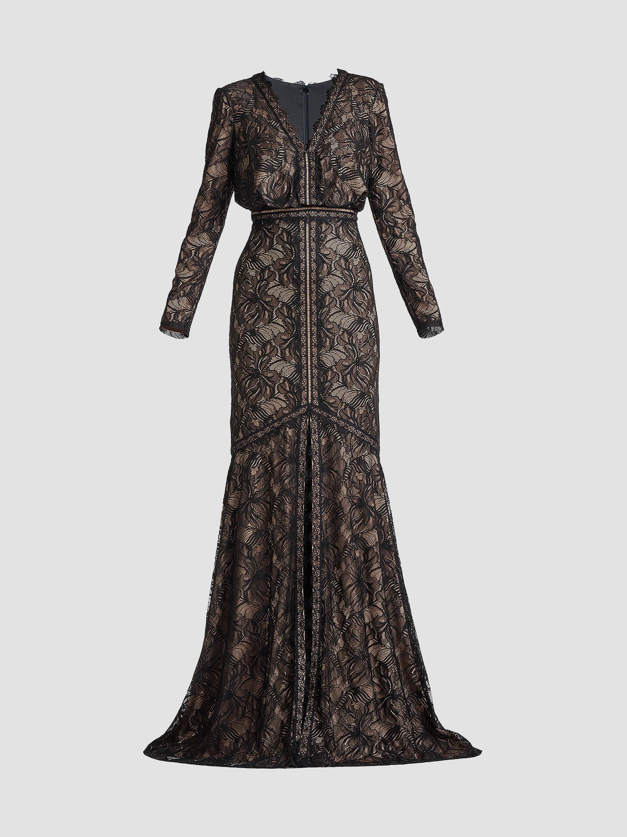 Sho by Tadashi Shoji Lace V-neck Column Gown | Saks Fifth Avenue