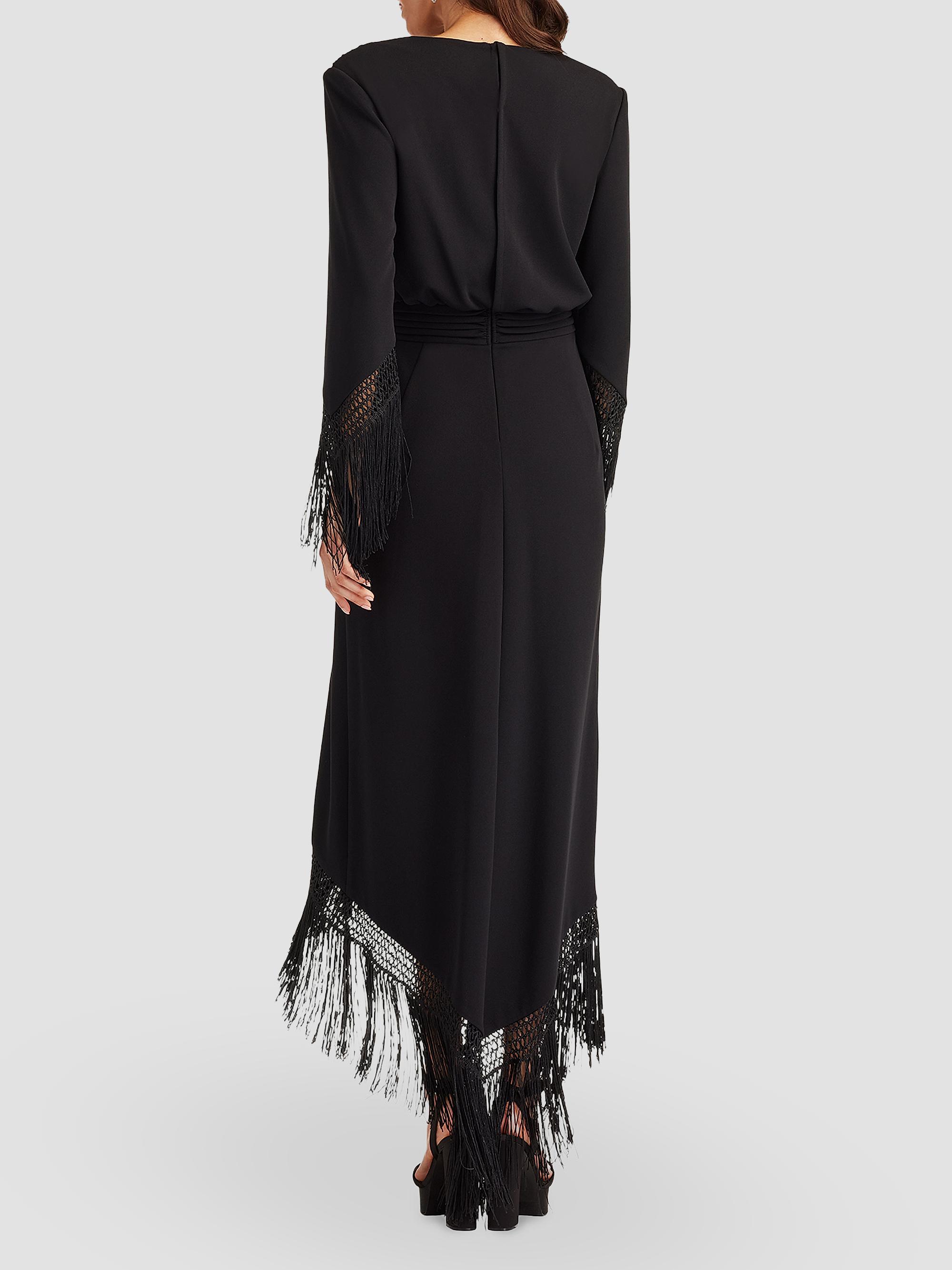 Tadashi Shoji Women's Fringe-Hem Cocktail Dress - Black | Thumbnail 3