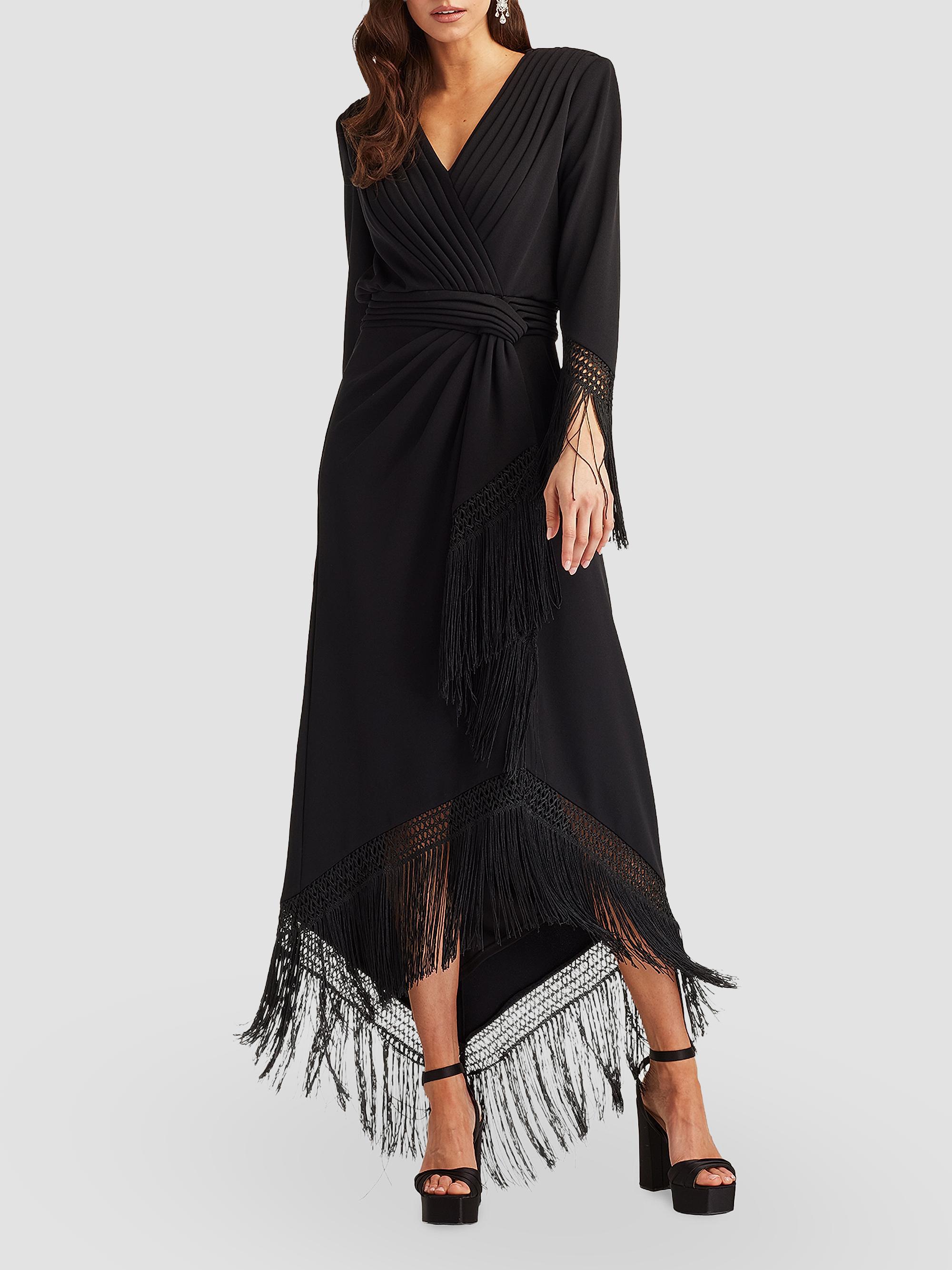 Tadashi Shoji Women's Fringe-Hem Cocktail Dress - Black | Thumbnail 4