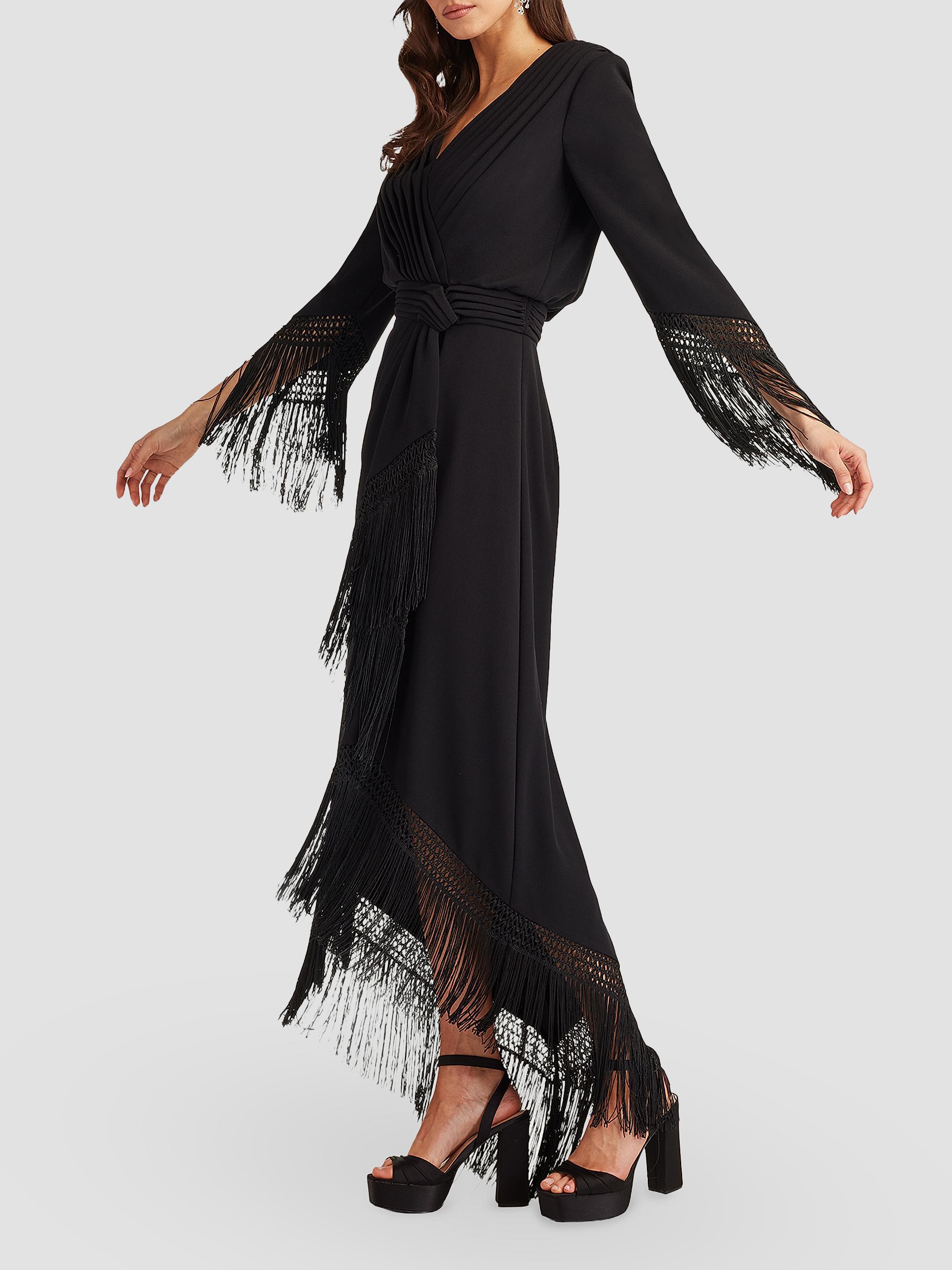 Tadashi Shoji Women's Fringe-Hem Cocktail Dress - Black | Thumbnail 6