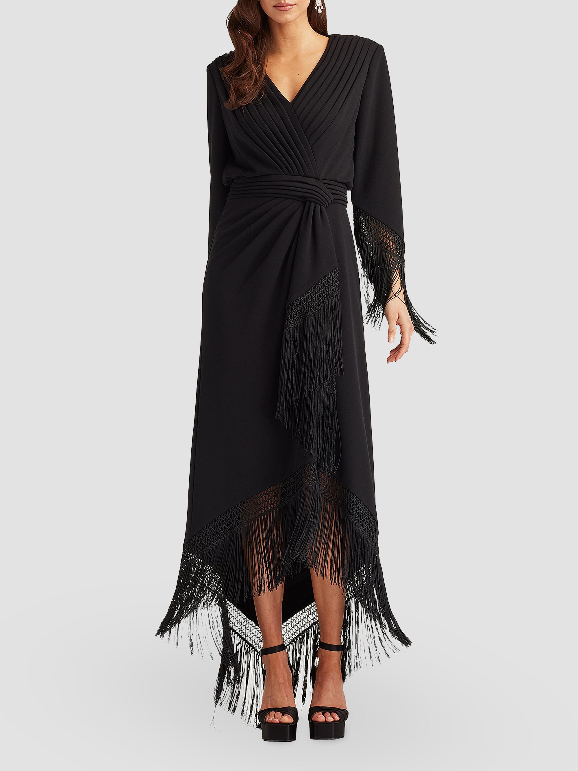 Tadashi Shoji Women's Fringe-Hem Cocktail Dress - Black | Thumbnail 2