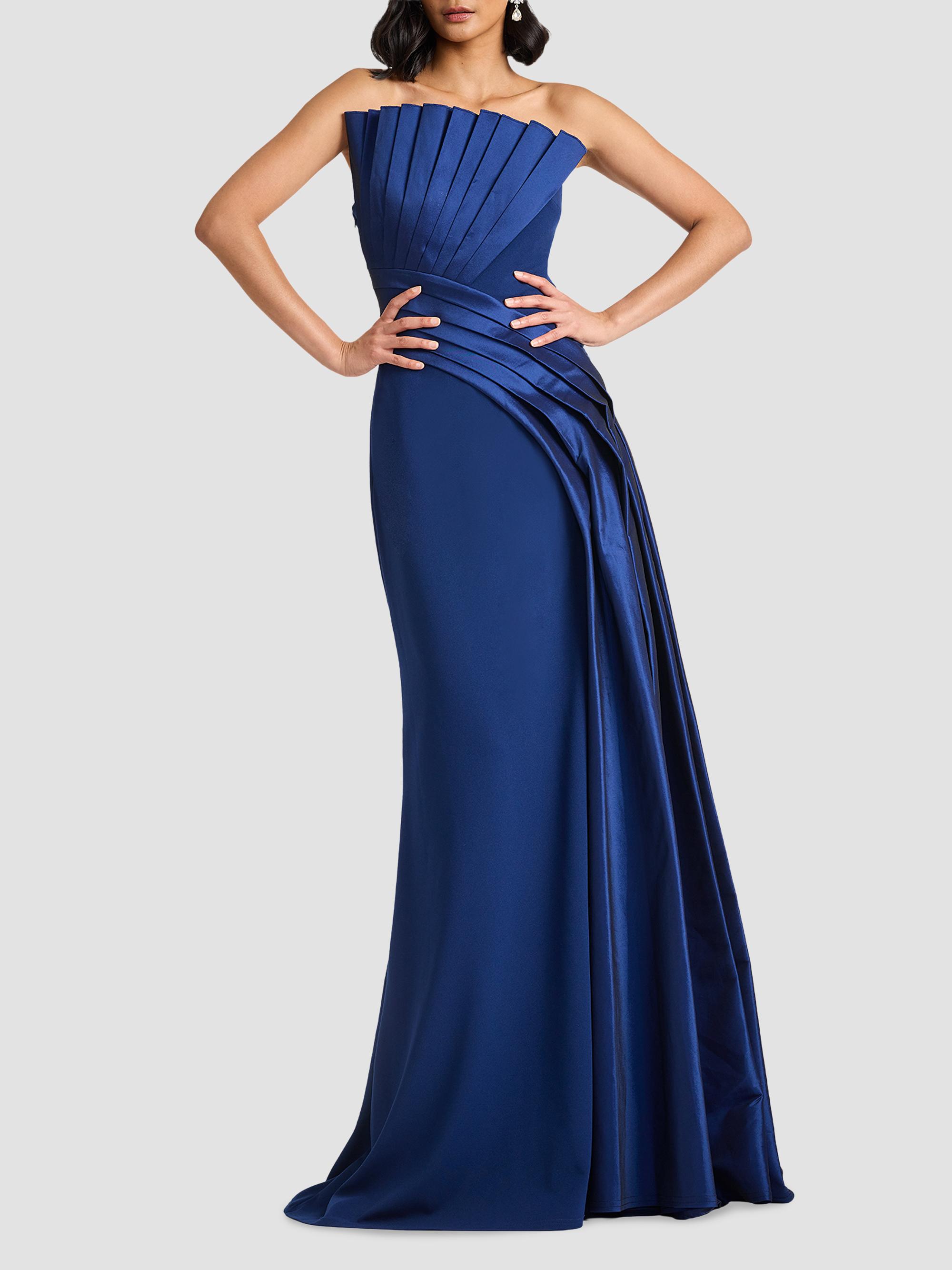 Tadashi Shoji Women's Belair Draped Taffeta & Crepe Strapless Gown - Navy | Thumbnail 2