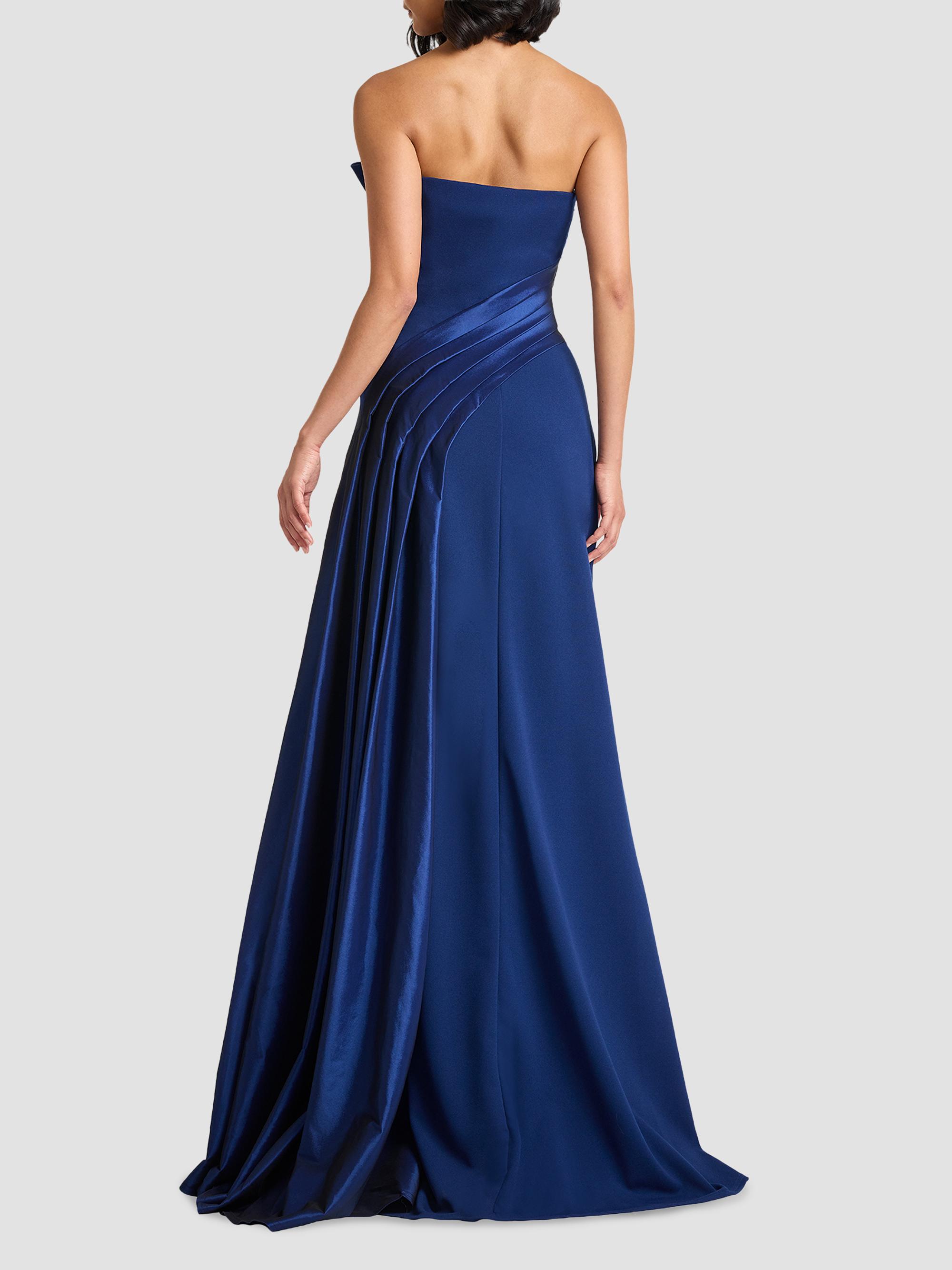 Tadashi Shoji Women's Belair Draped Taffeta & Crepe Strapless Gown - Navy | Thumbnail 3