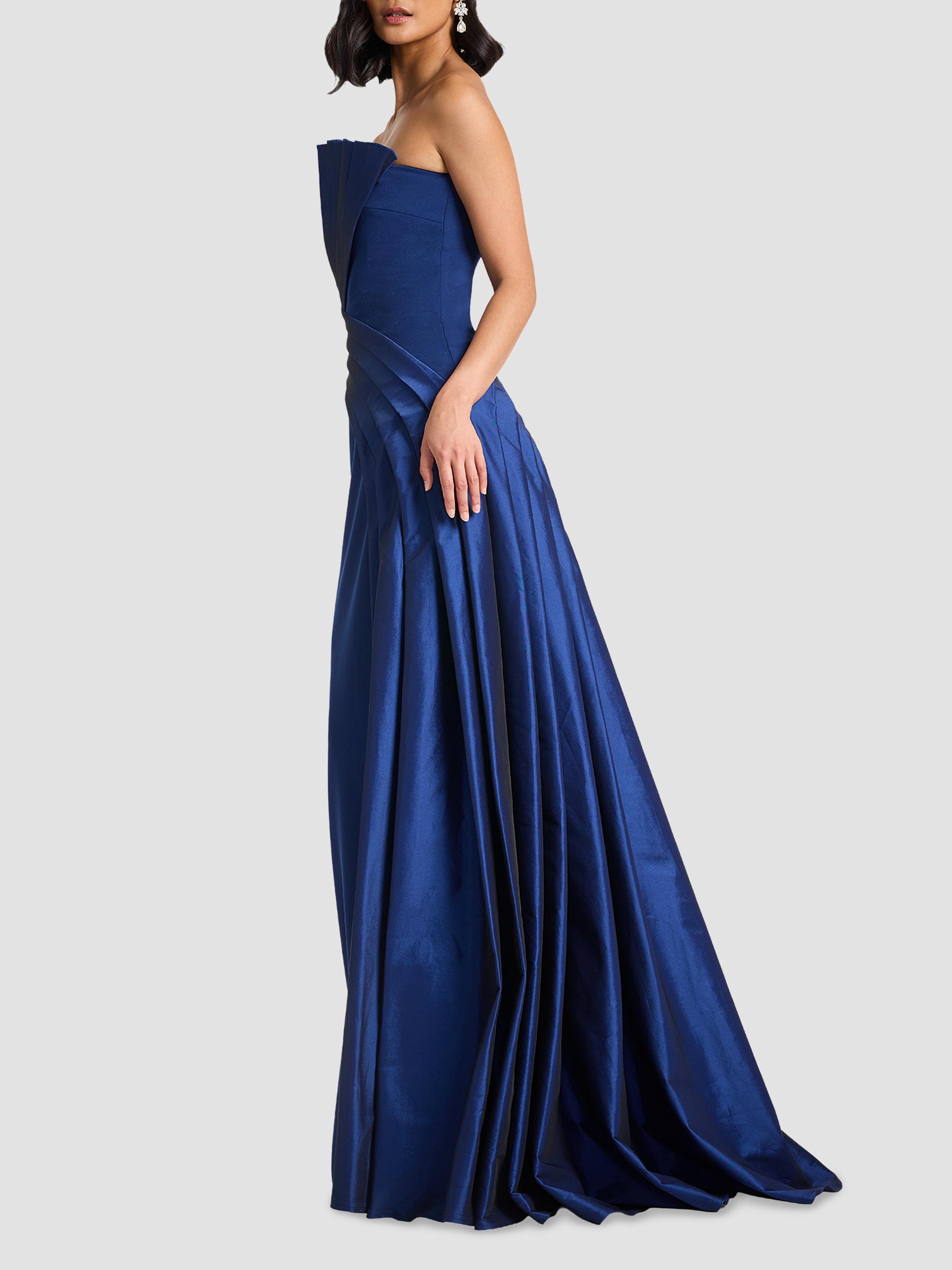 Tadashi Shoji Women's Belair Draped Taffeta & Crepe Strapless Gown - Navy | Thumbnail 5