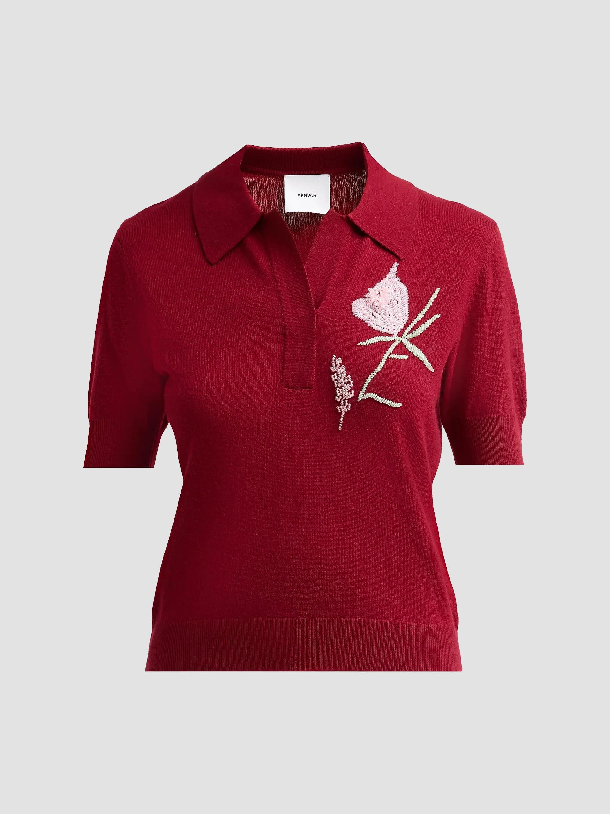 Ailey Embroidered Wool-Cashmere Polo Sweater