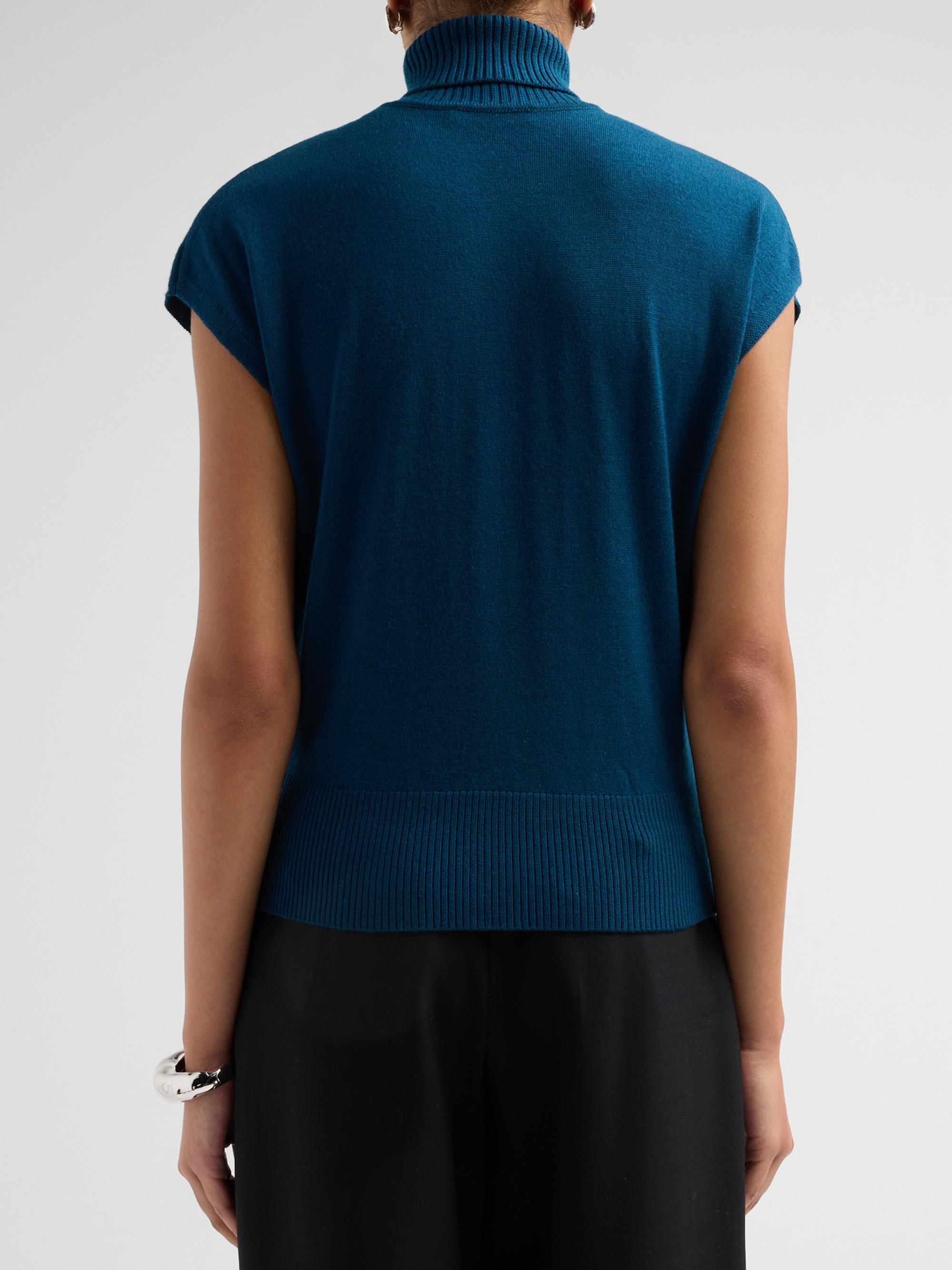 Ramy Brook Women's Natalie Cap-Sleeve Wool Sweater - Dark Teal | Thumbnail 3