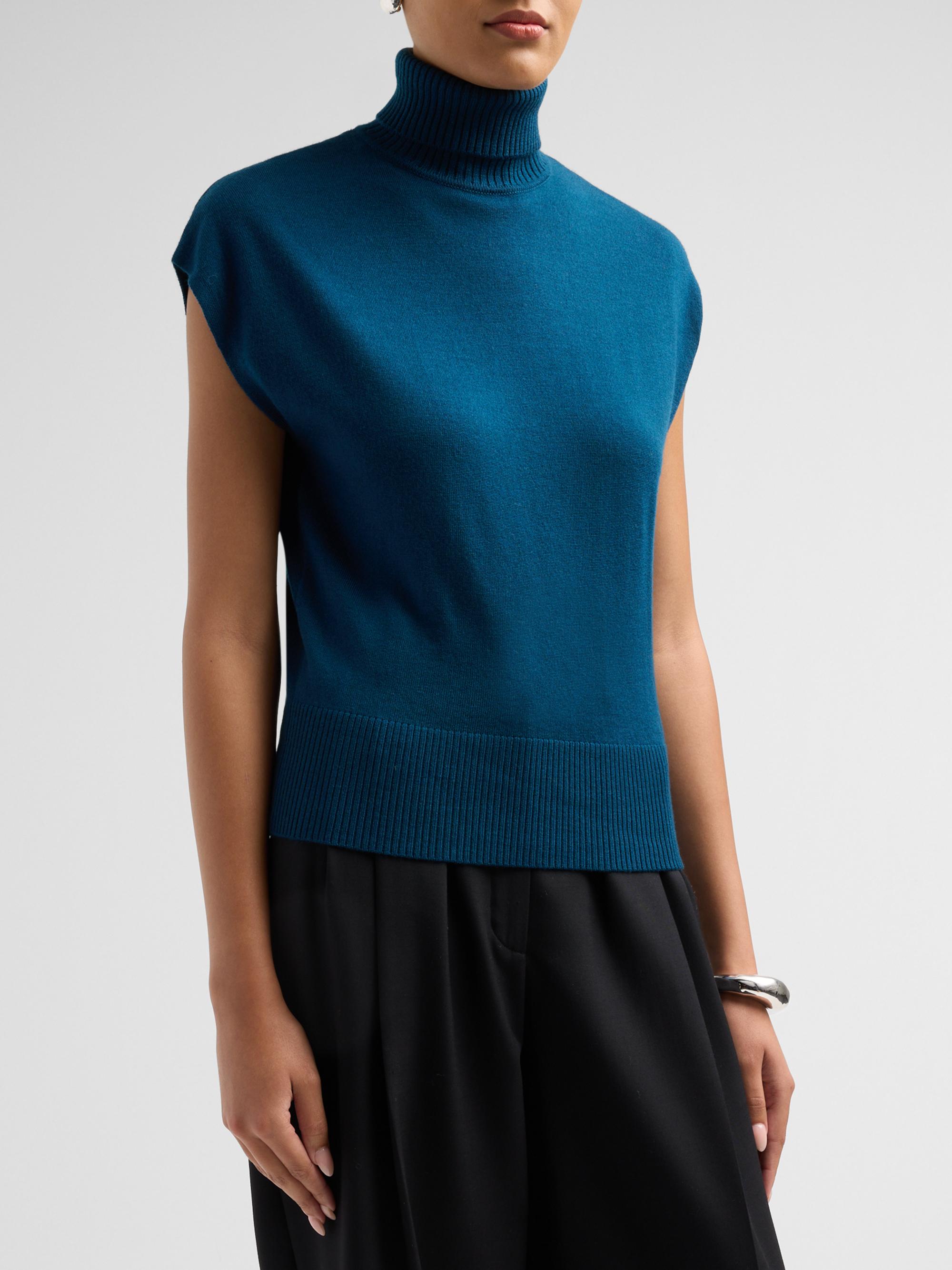 Ramy Brook Women's Natalie Cap-Sleeve Wool Sweater - Dark Teal | Thumbnail 4