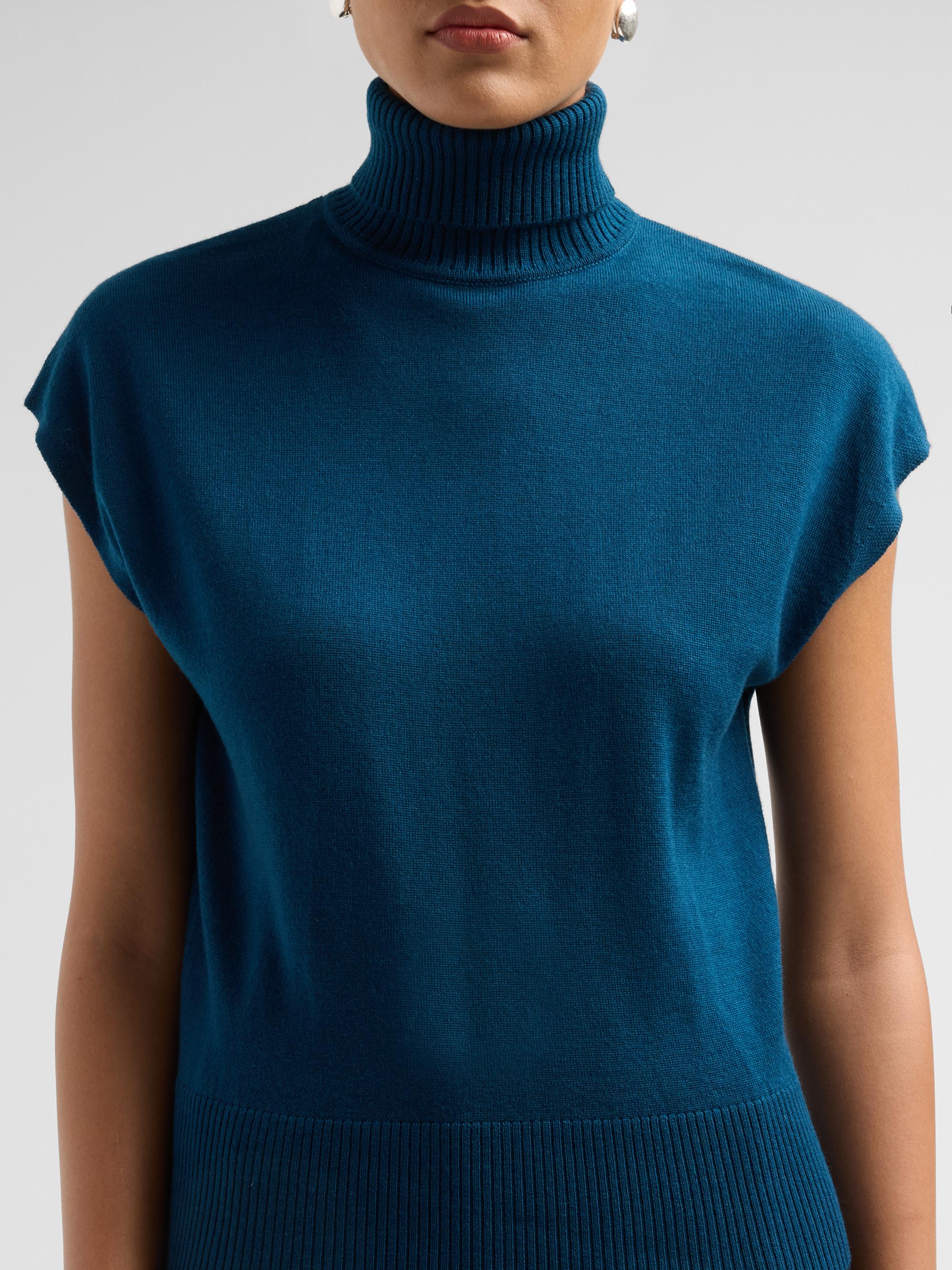 Ramy Brook Women's Natalie Cap-Sleeve Wool Sweater - Dark Teal | Thumbnail 5