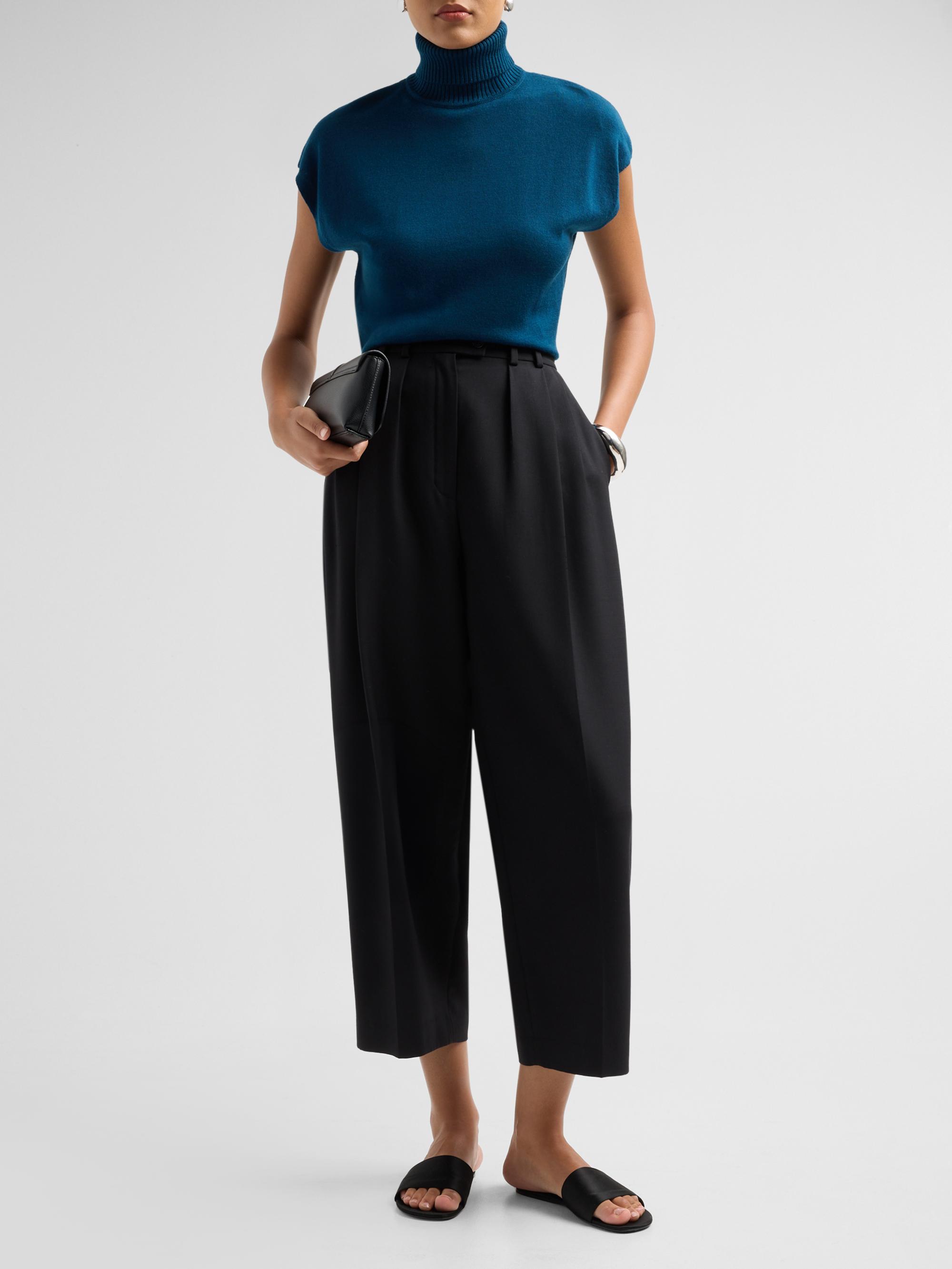 Ramy Brook Women's Natalie Cap-Sleeve Wool Sweater - Dark Teal | Thumbnail 2