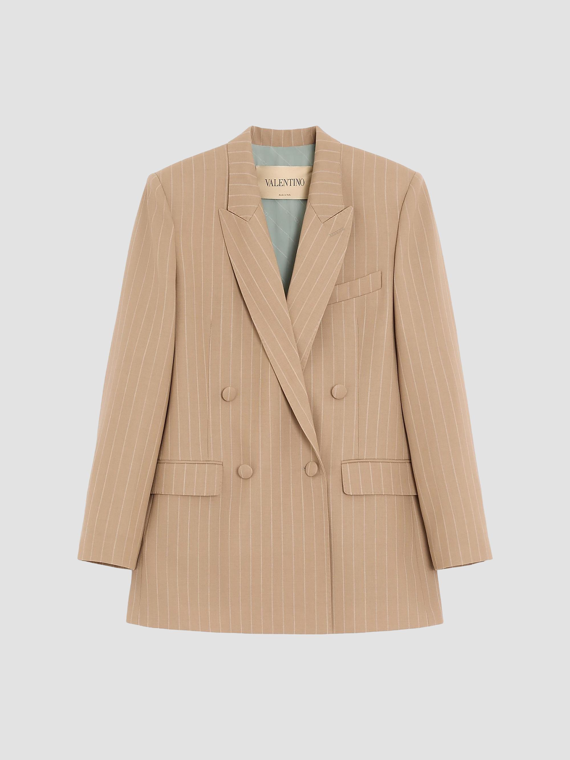 Valentino Garavani Women's Faded Pinstripe Jacket - Beige | Thumbnail 8