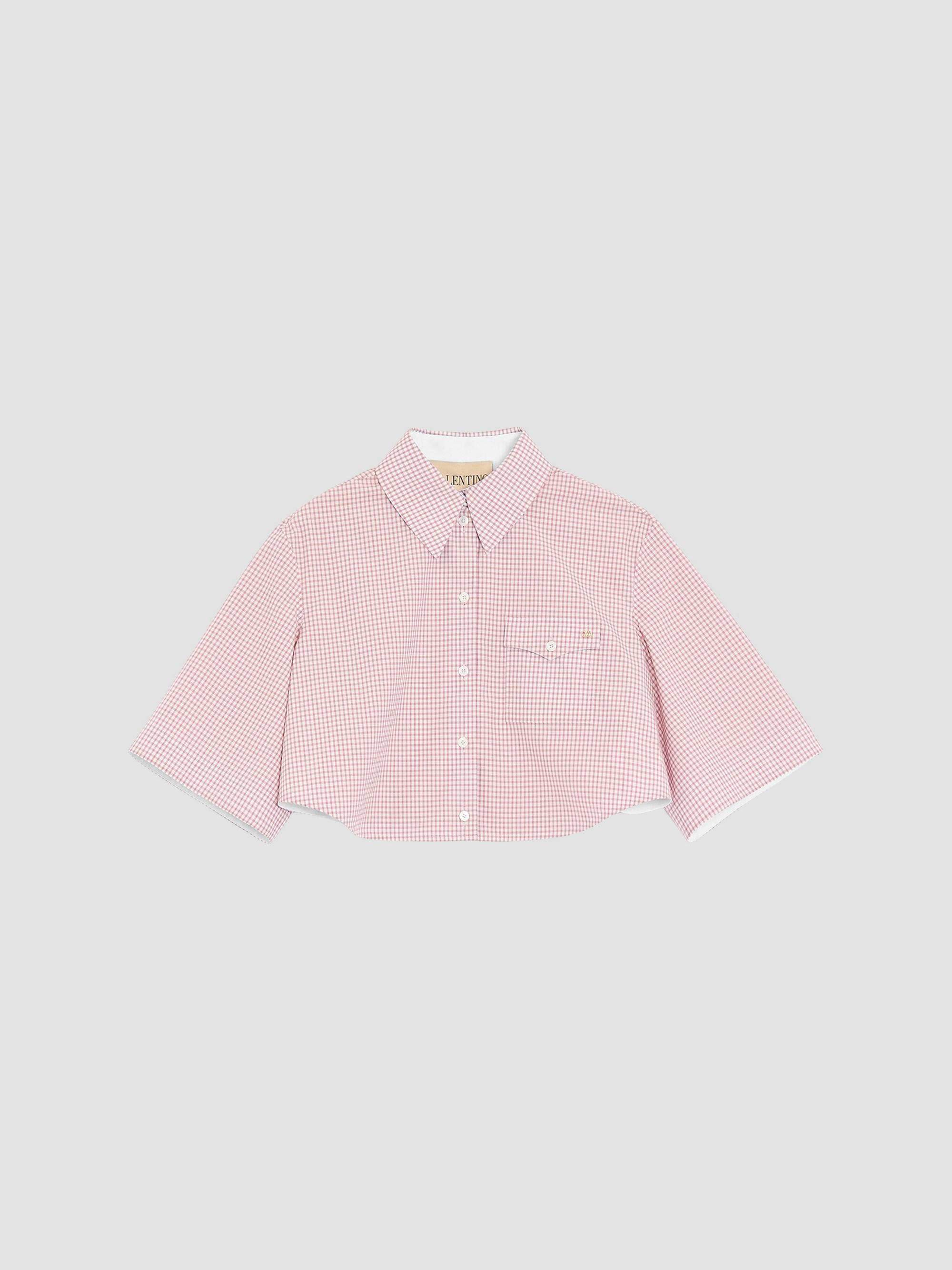 Valentino Garavani Women's Shirt with Checked Pattern - Pink | Thumbnail 8