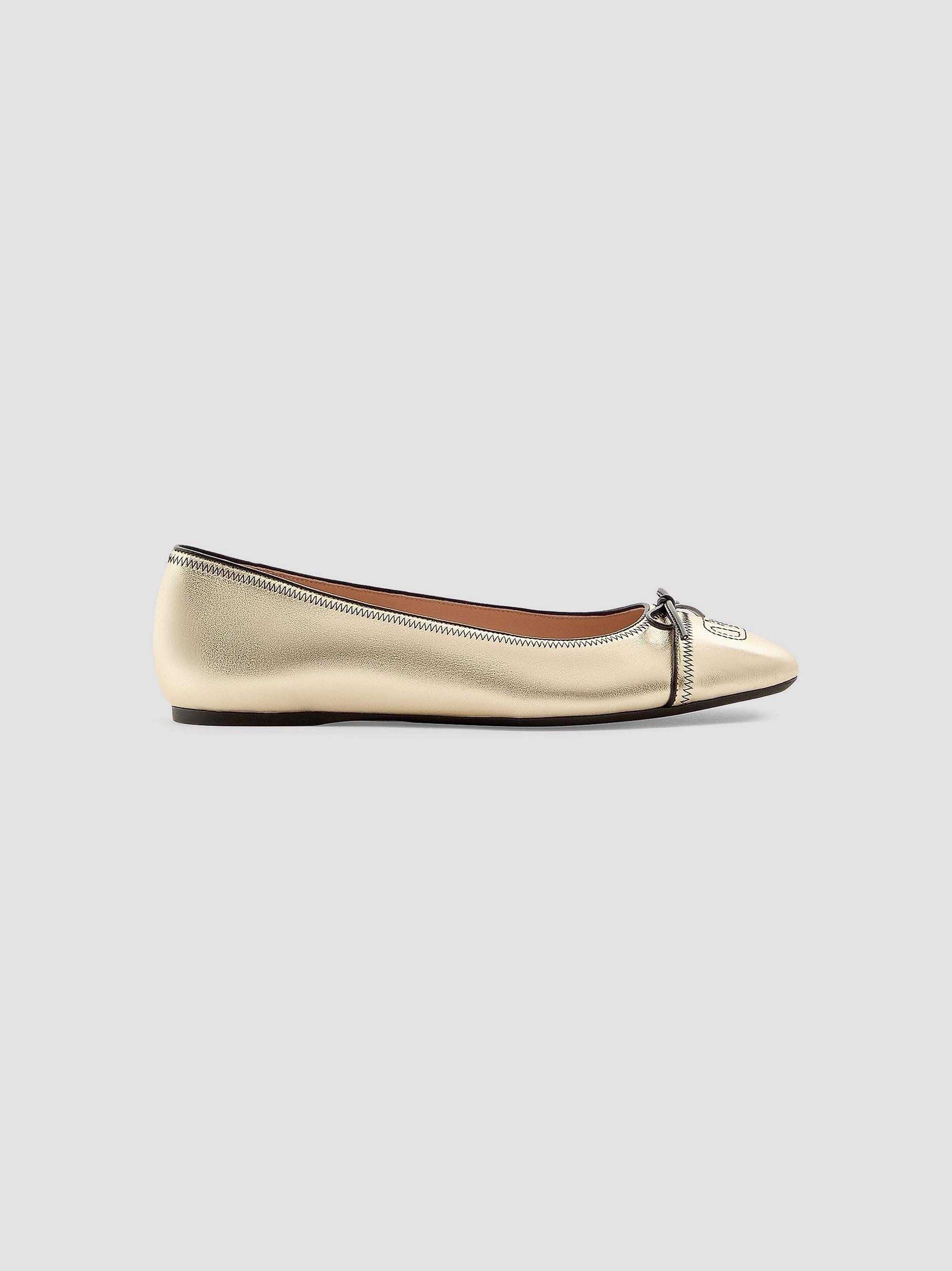 Valentino Garavani Women's VLogo Signature Laminated Nappa 05MM Ballerinas - Gold | Thumbnail 8