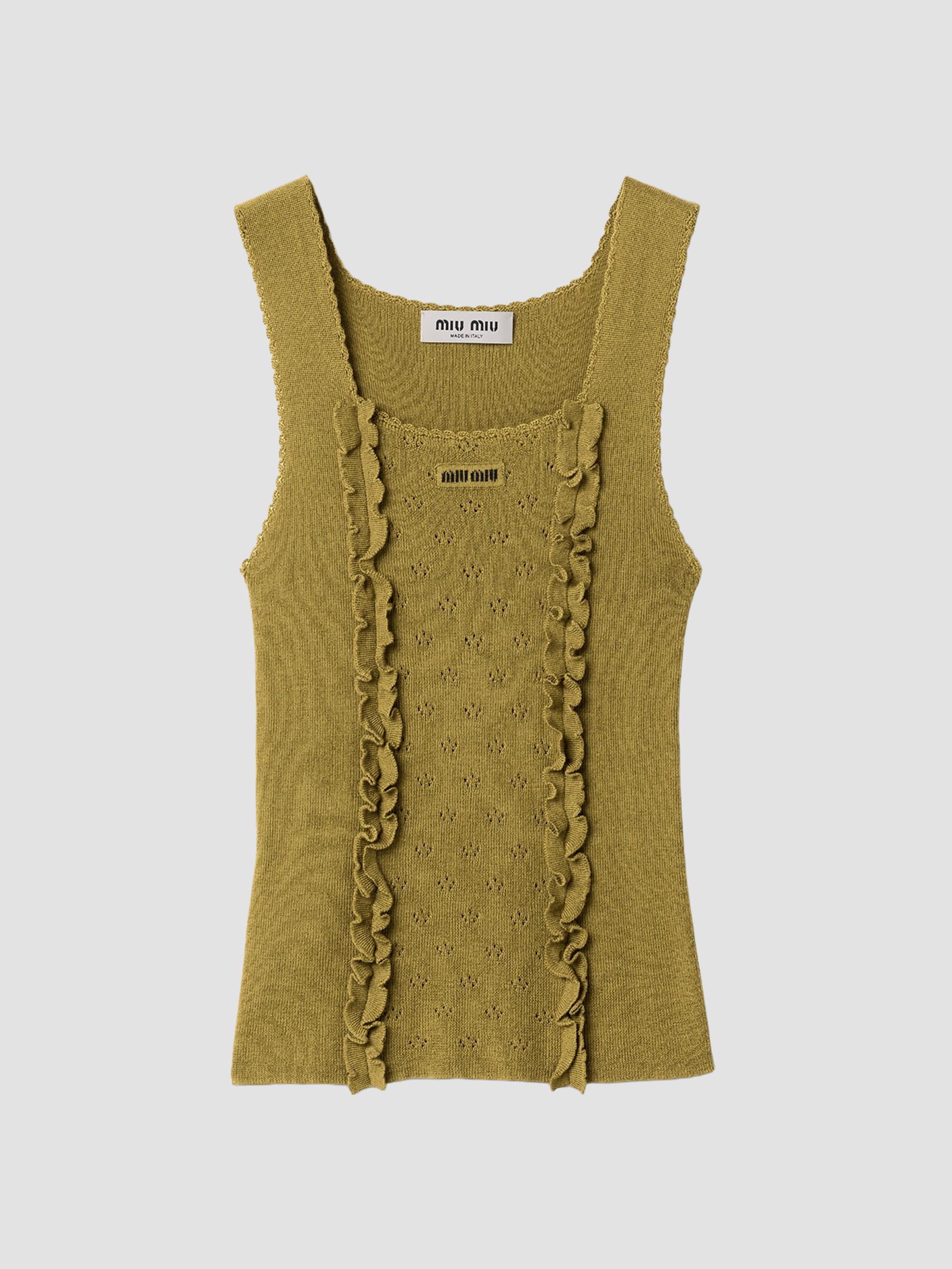 Miu Miu Women's Cashmere and Silk Top - Green | Thumbnail 7