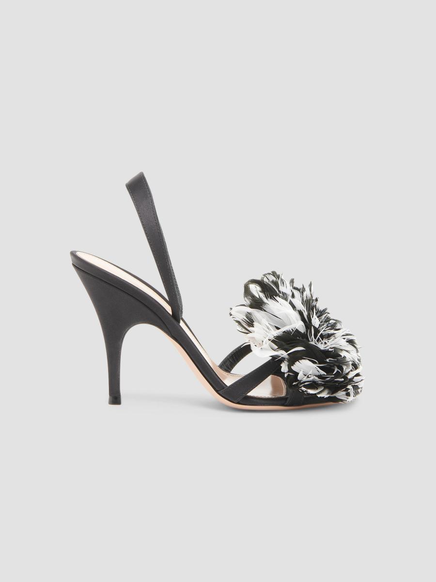 Gianvito Rossi Women's Winter Garden 95mm Crepe Satin Slingback Sandals In Black
