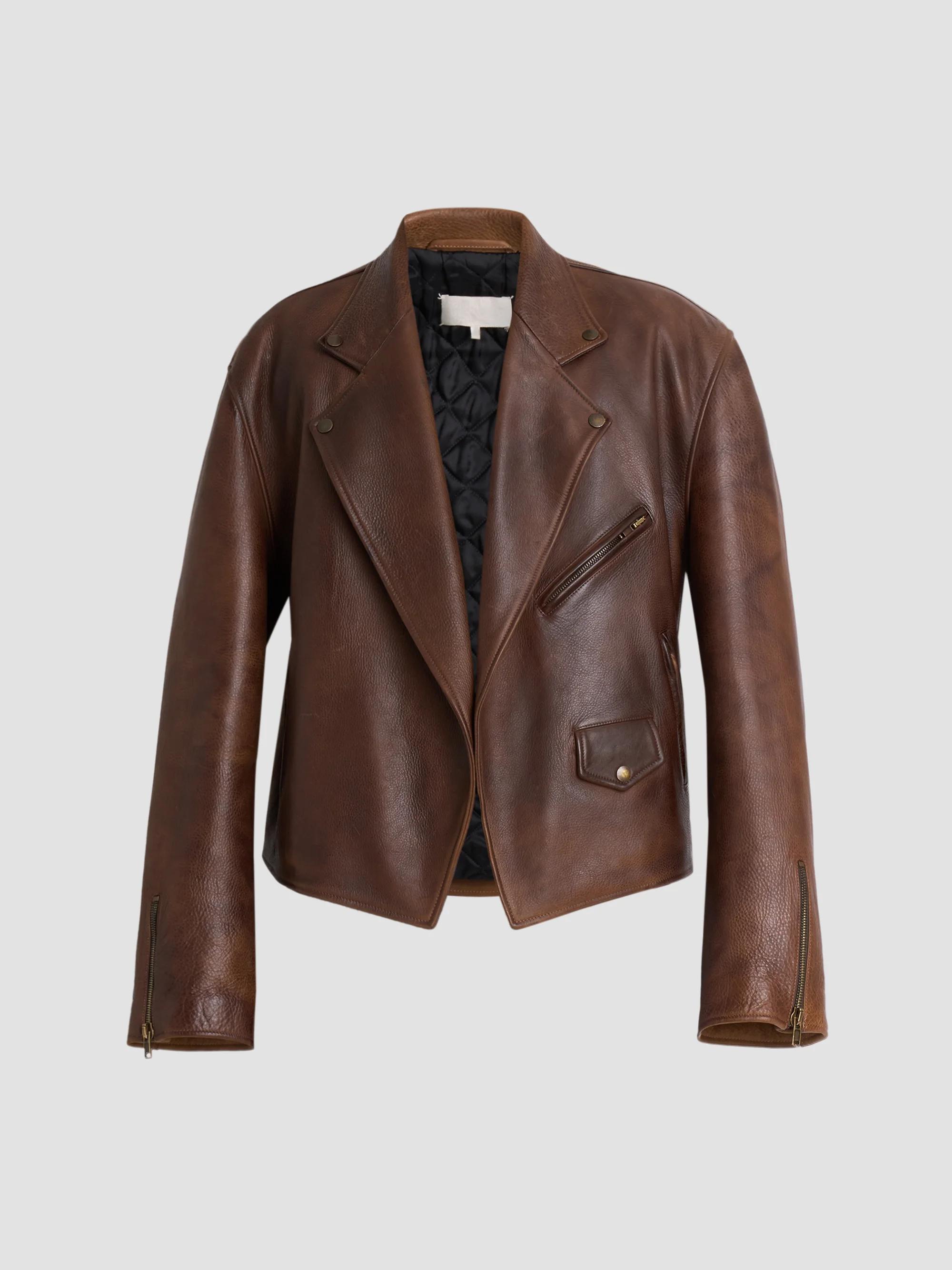 Maison Margiela Notch Lapel Leather Biker Jacket | Saks Fifth Avenue