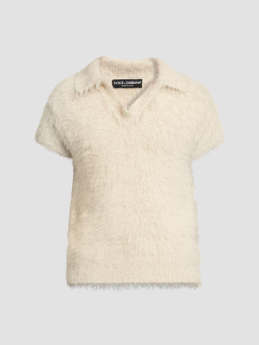 Dolce & Gabbana Men's Textured Polo Shirt In Medium Beige