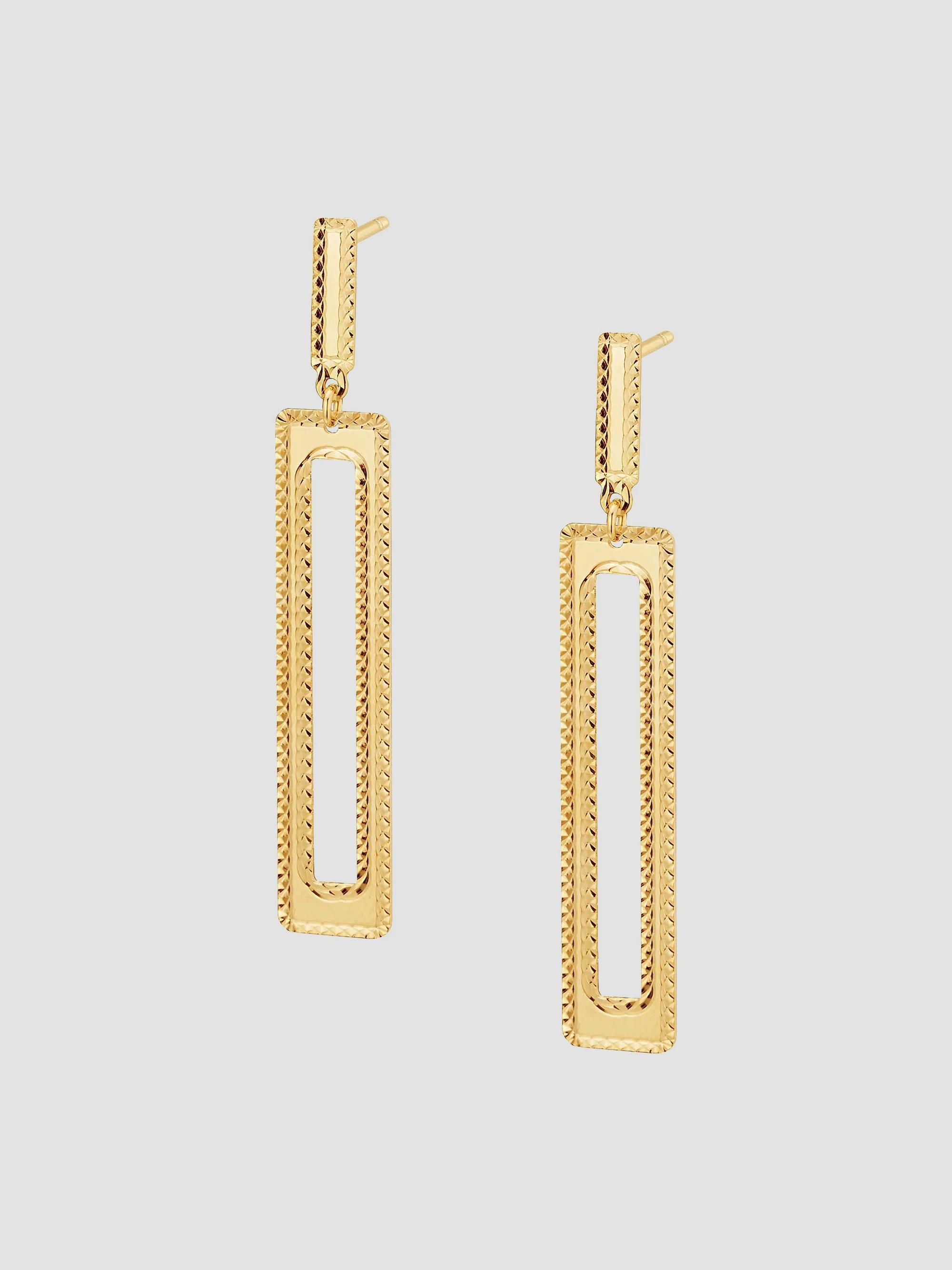 Oradina Women's 14K Yellow Gold Frame Drop Earrings - Gold