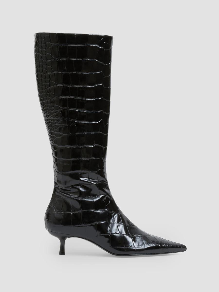 Simkhai Women's Janine Croc-embossed Leather Knee-high Boots In Black