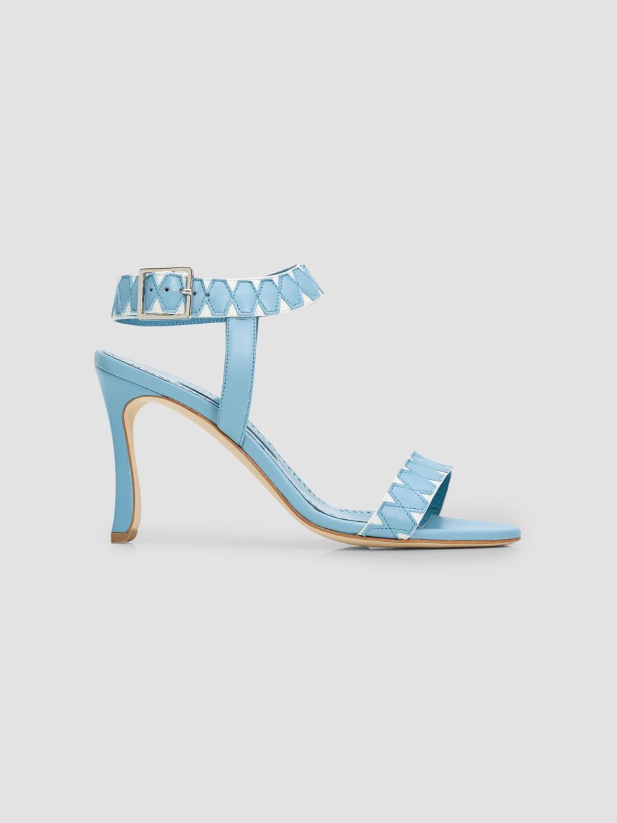 Manolo Blahnik Women's Coron Geometric Leather Sandals In Blue
