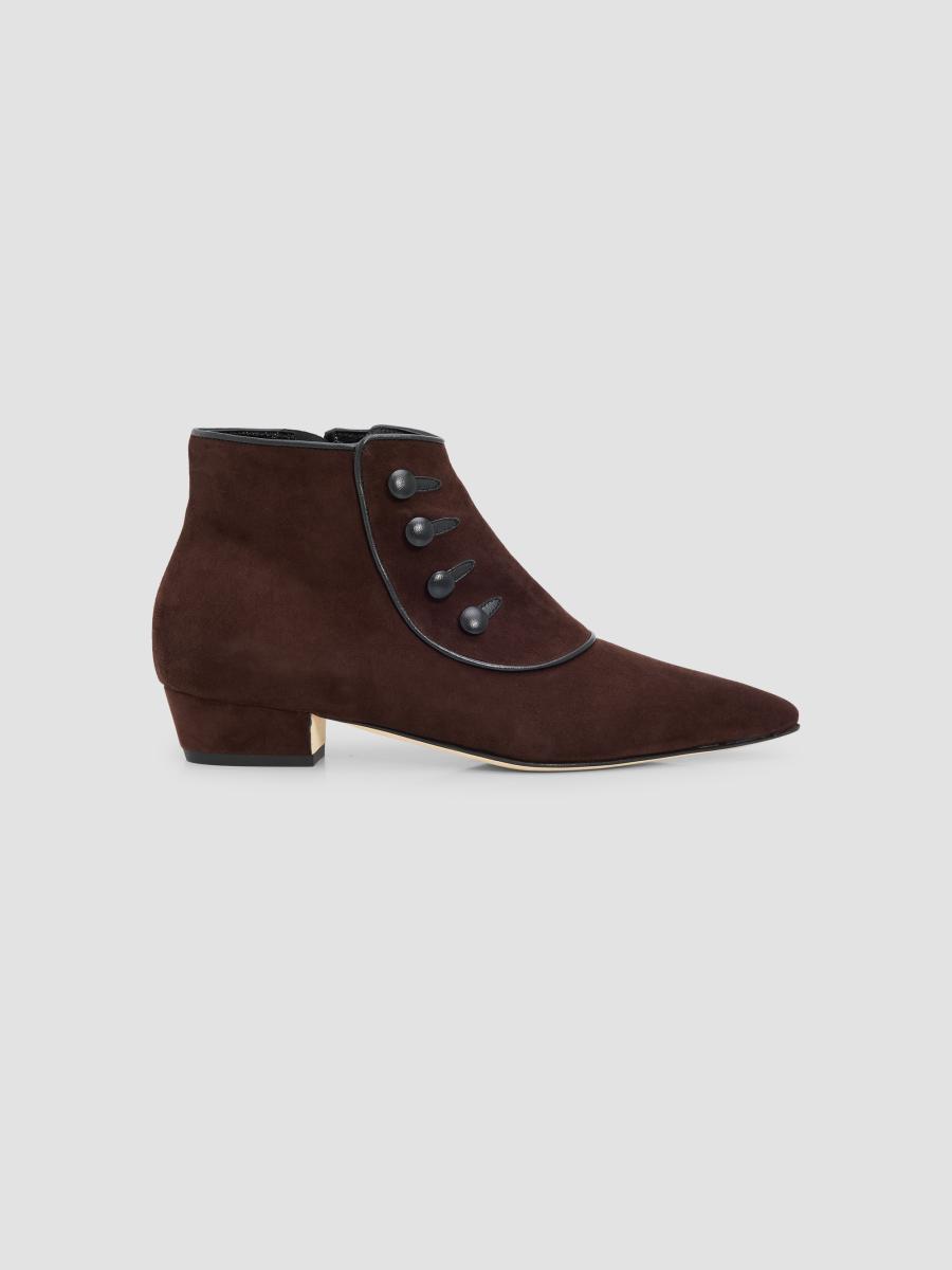 Manolo Blahnik Women's Hironu Suede Ankle Boots In Dark Brown Black