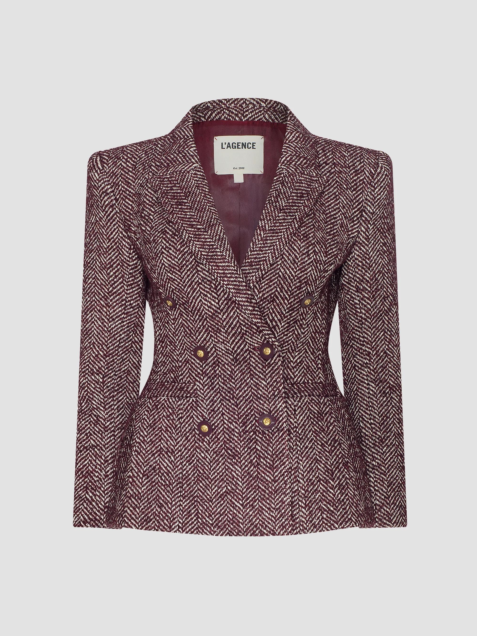 Karima Herringbone Cinched Blazer