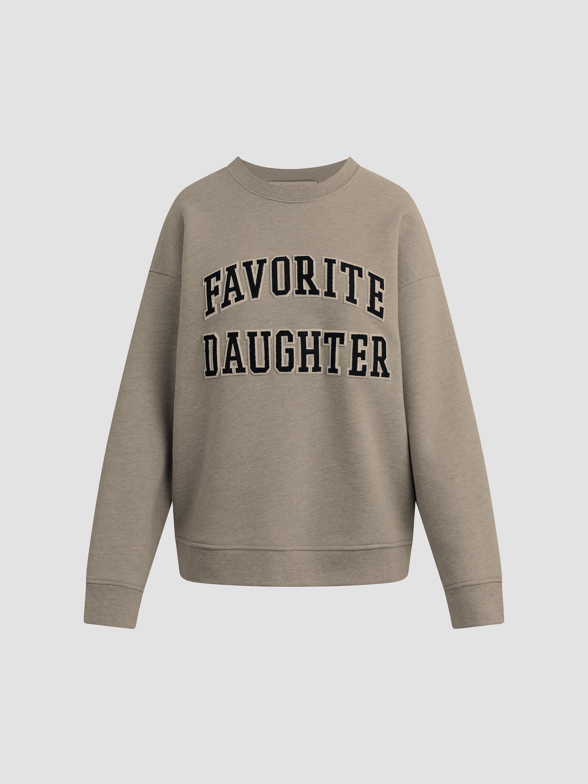 Favorite Daughter Women's The Embroidery Collegiate Sweatshirt - Heather Grey Navy - Size Medium