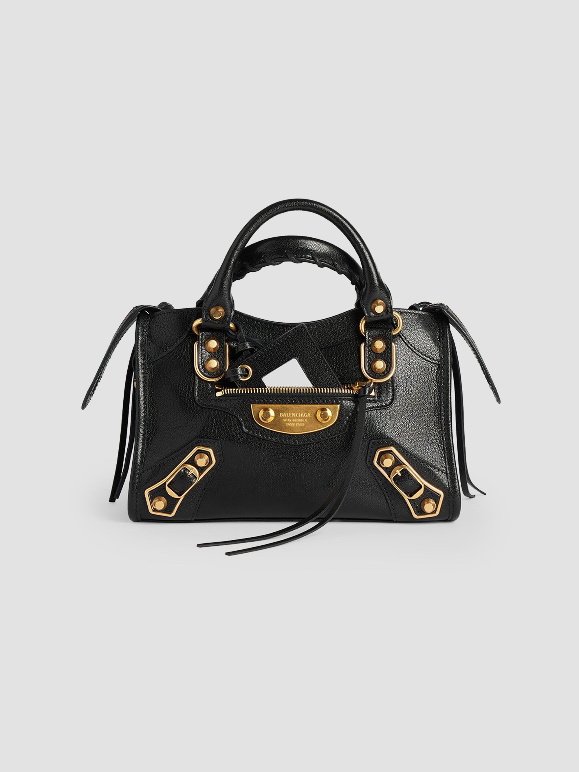 Balenciaga Neo Cagole City Top Handle Handbag Crocodile Embossed