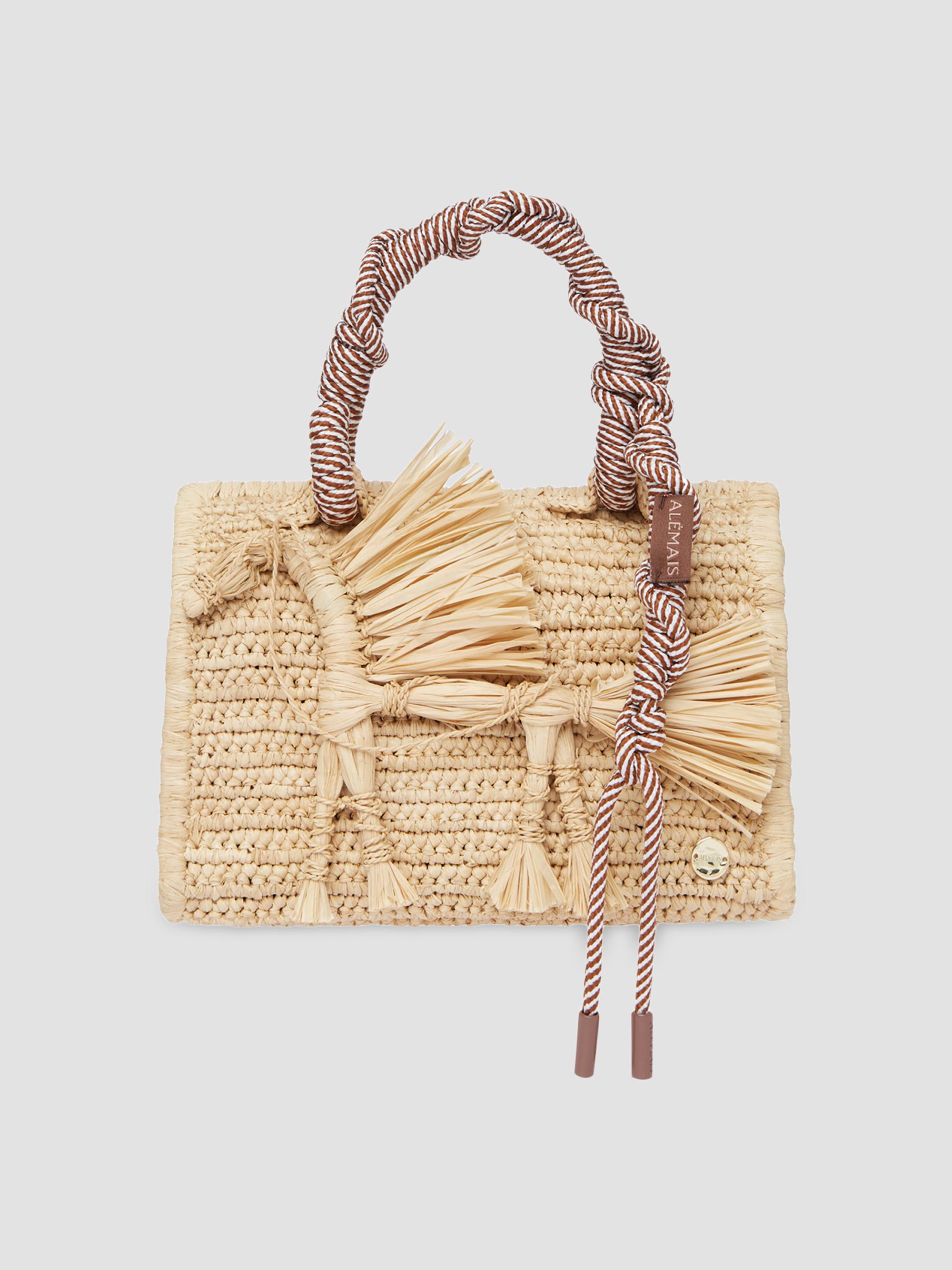 ALÉMAIS Ace Horse Raffia Box Top Handle Bag | Saks Fifth Avenue