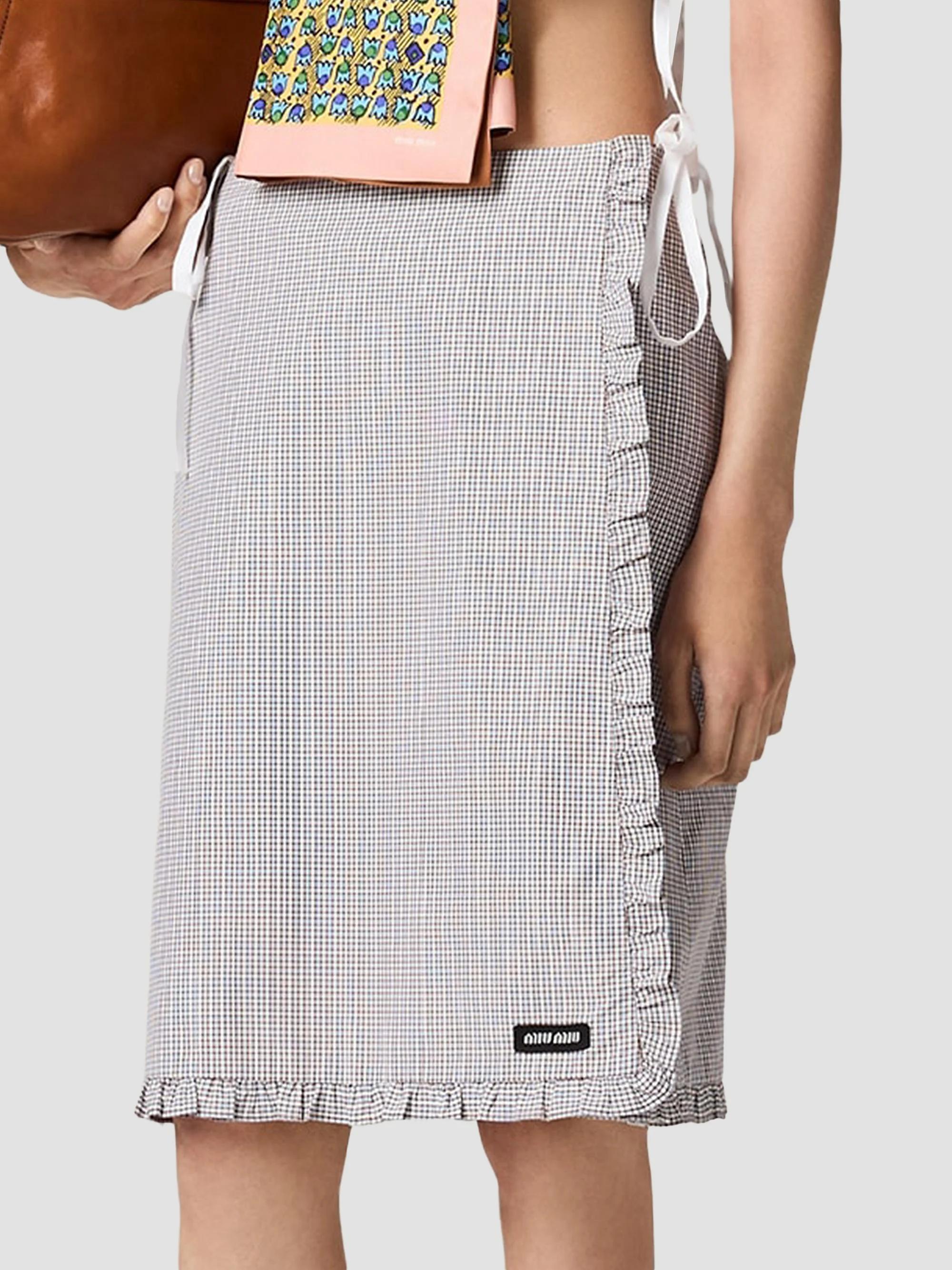スカート MIUMIU Checked Wrap Skirt 38 Miu Miu Ruched Check Skirt | Saks Fifth Avenue