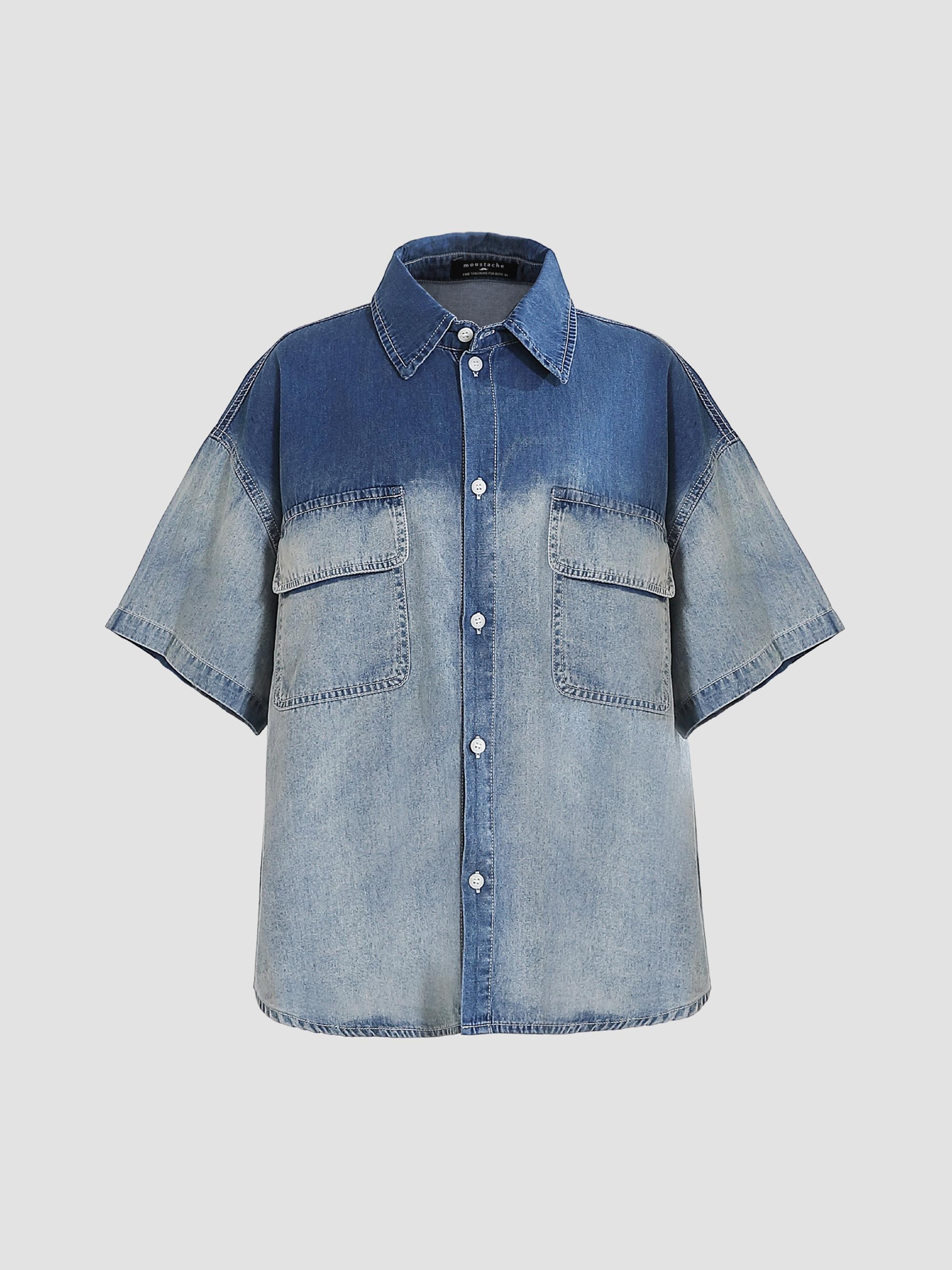 Moustache Boy's Gradient Denim Shirt - Blue | Thumbnail 5