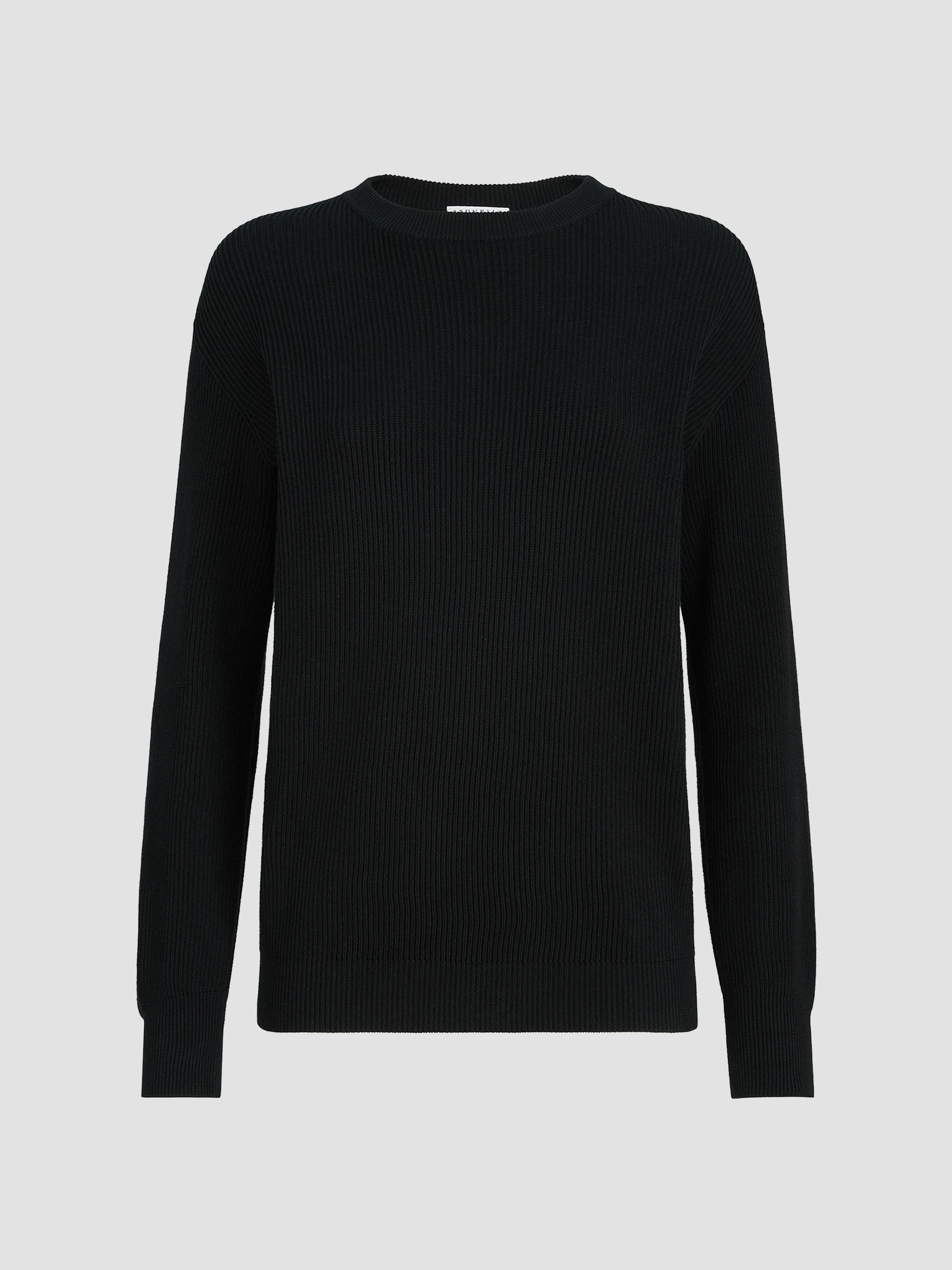 Brunello Cucinelli Women's Cotton English Rib Sweater with Monili - Black | Thumbnail 7