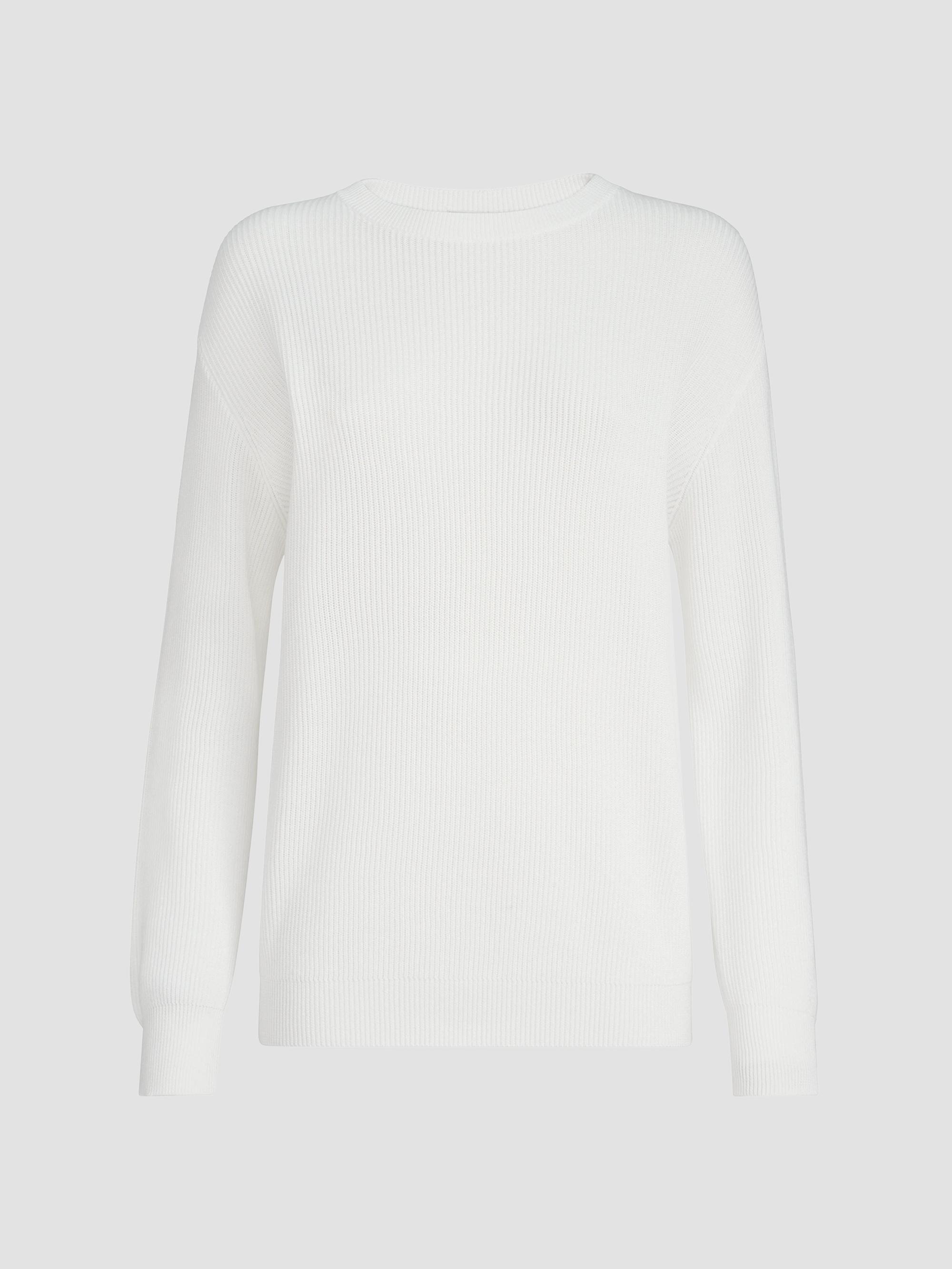 Brunello Cucinelli Women's Cotton English Rib Sweater with Monili - White | Thumbnail 7