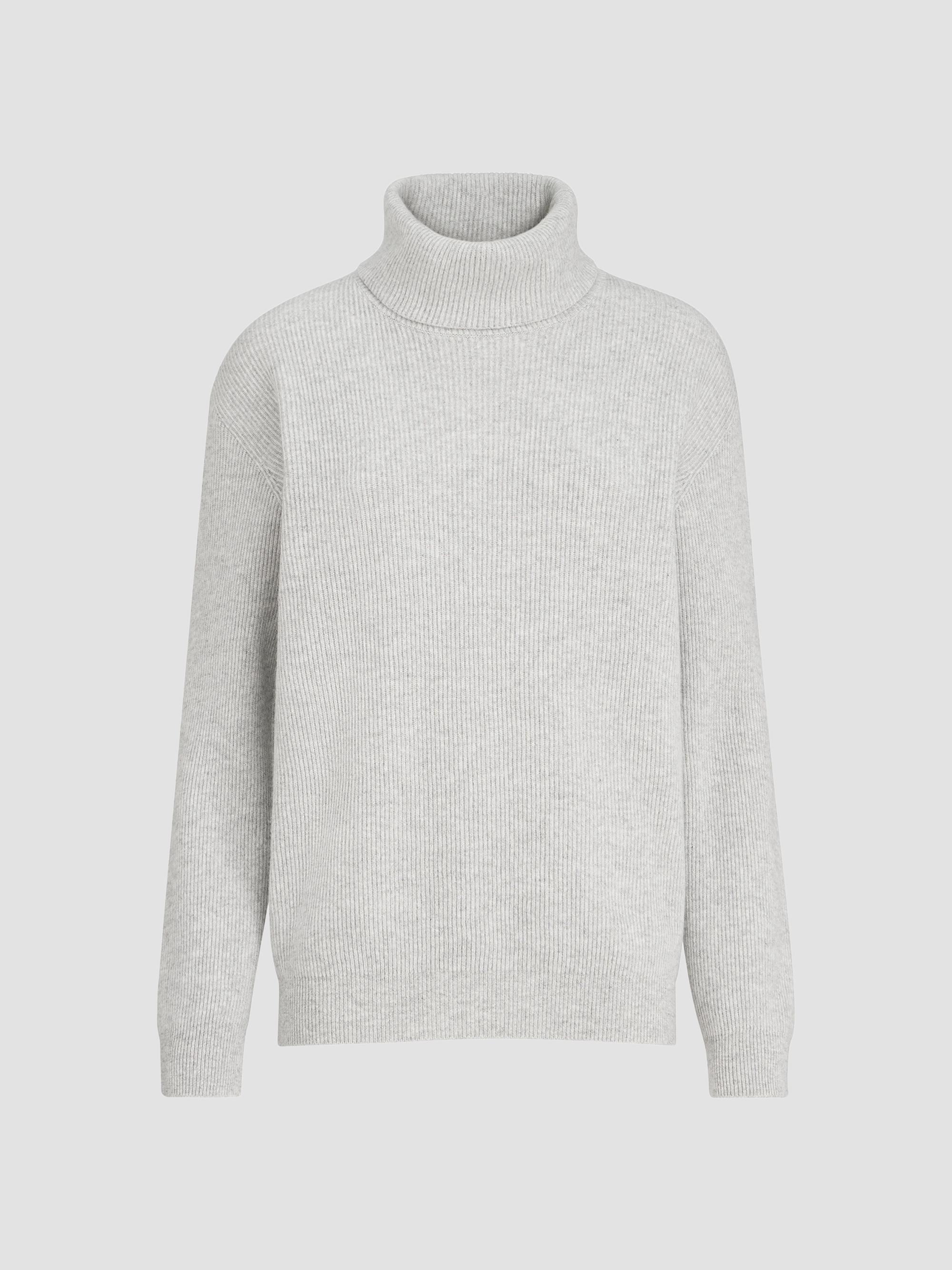 Brunello Cucinelli Women's Cashmere English Rib Turtleneck Sweater with Monili - Pebble | Thumbnail 7