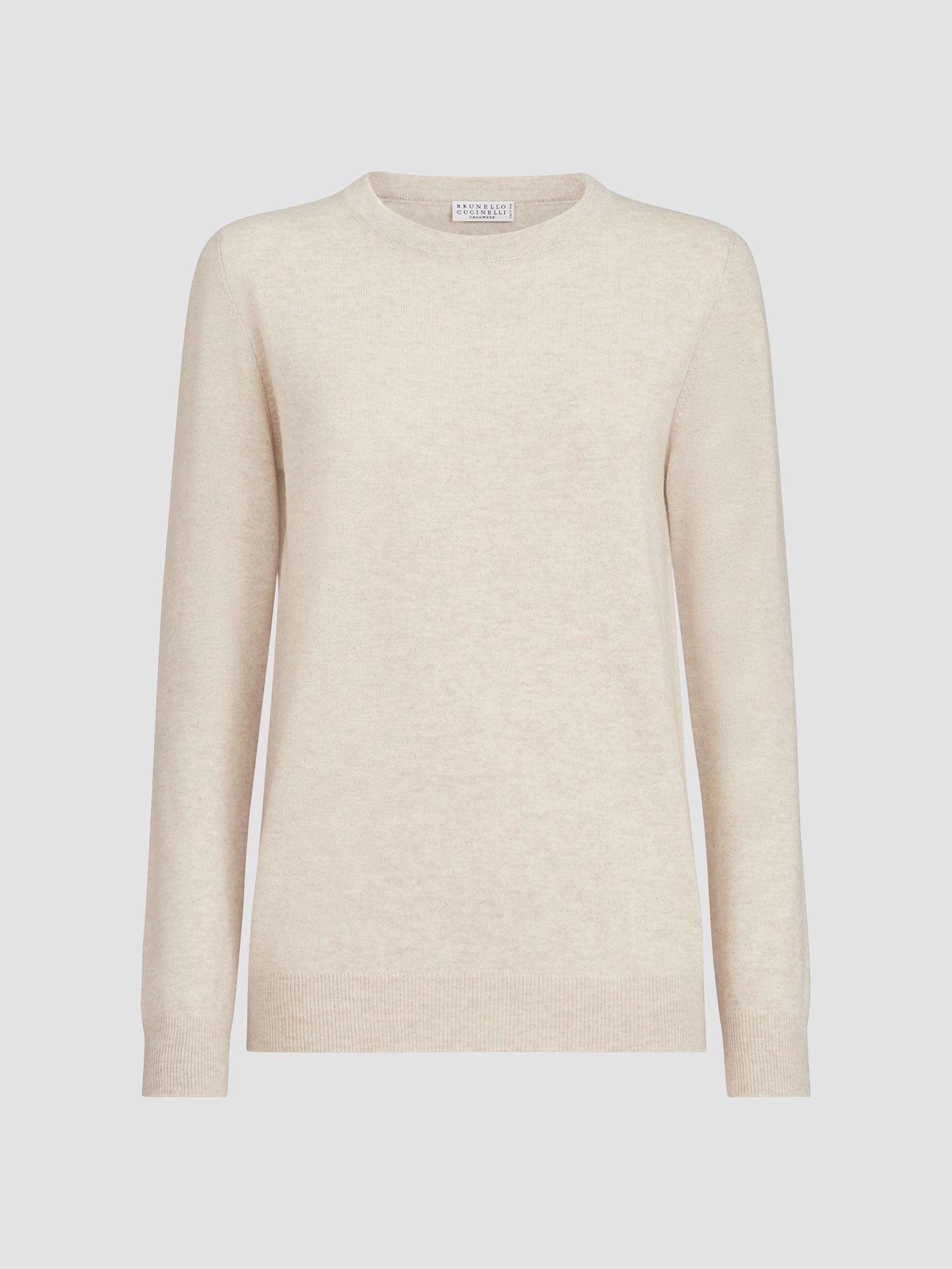 Brunello Cucinelli Women's Cashmere Sweater with Monili - Oat | Thumbnail 7