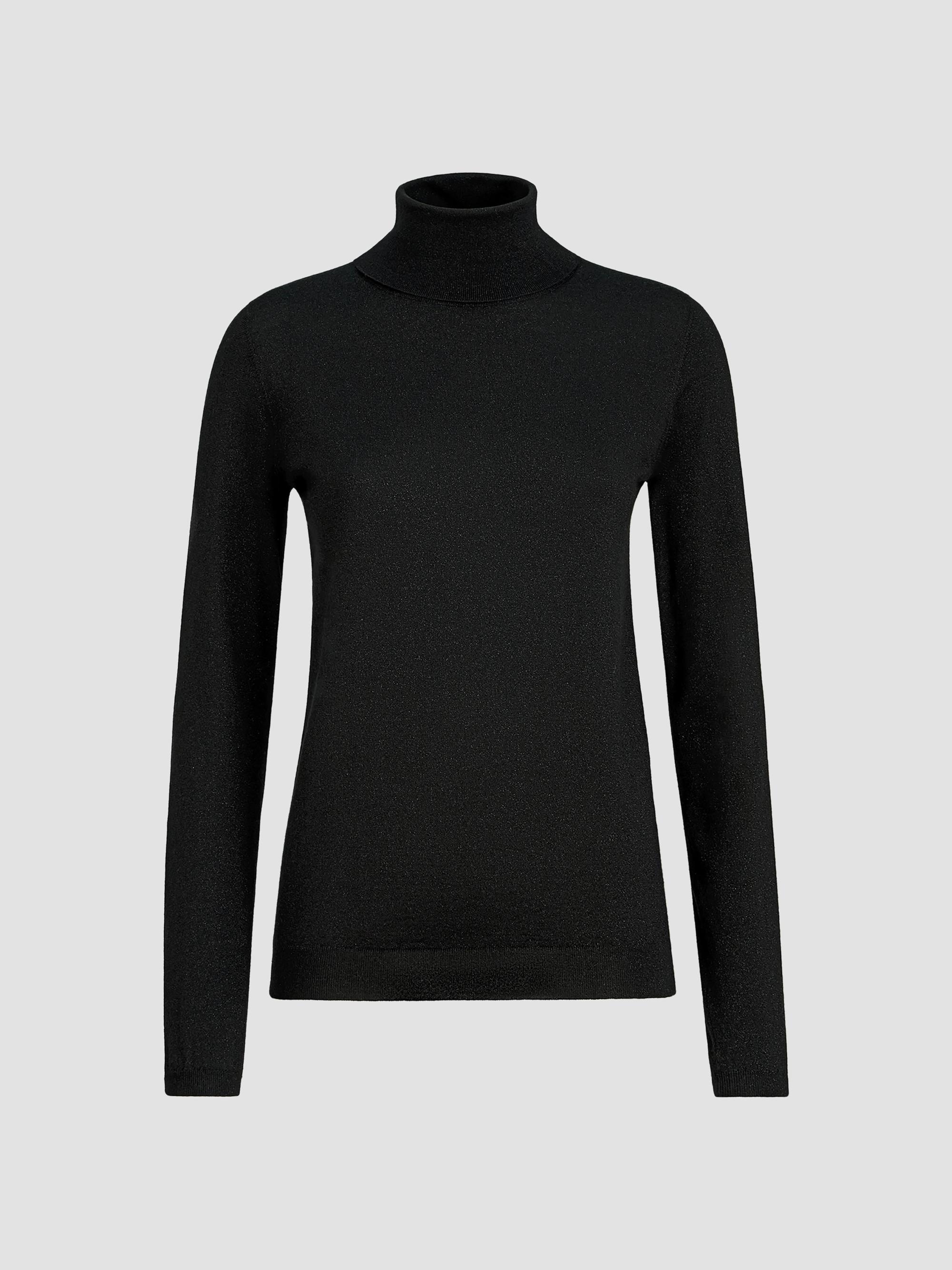 Brunello Cucinelli Women's Sparkling Cashmere and Silk Lightweight Turtleneck Sweater - Black | Thumbnail 7