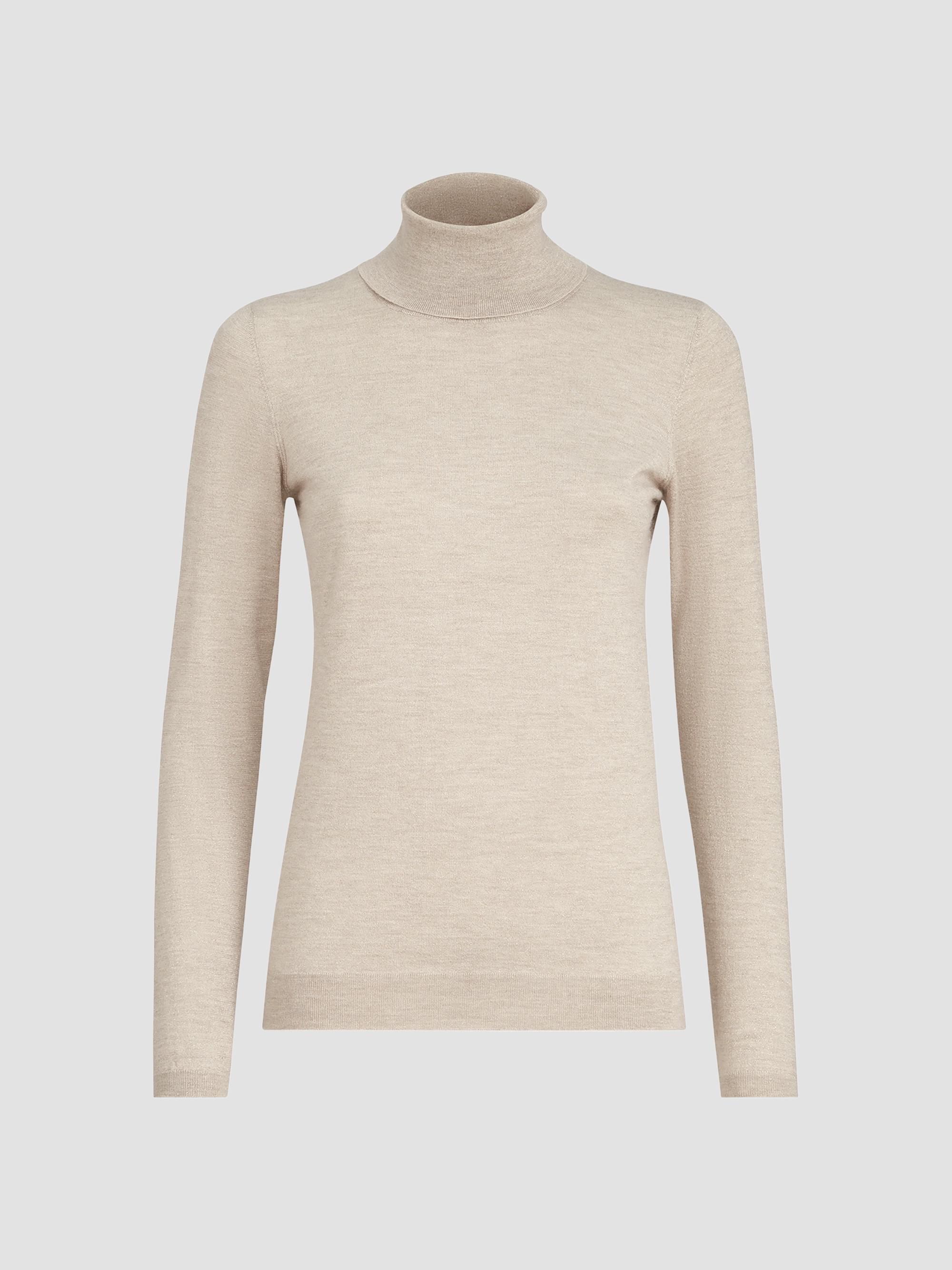 Brunello Cucinelli Women's Sparkling Cashmere and Silk Lightweight Turtleneck Sweater - Desert | Thumbnail 7